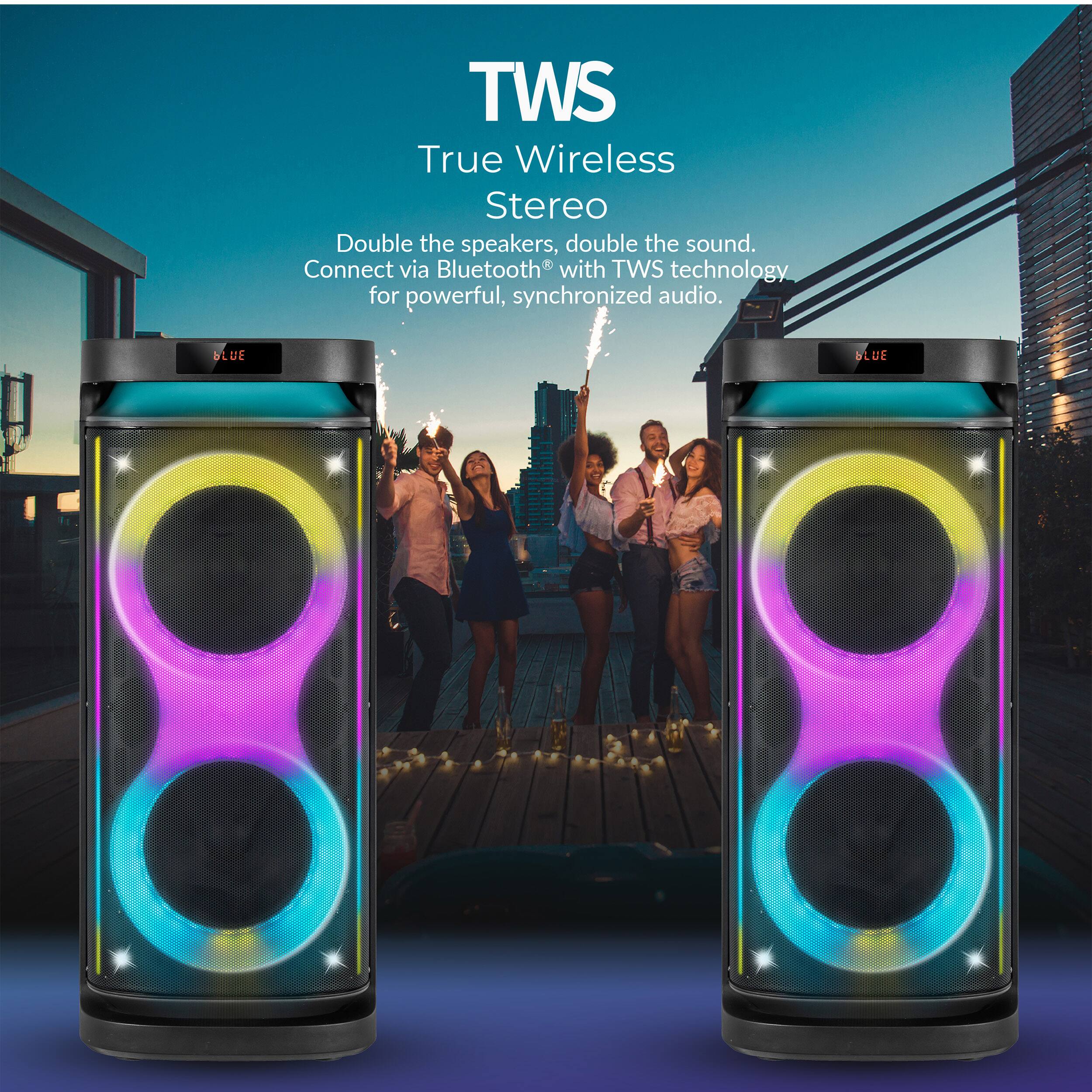 TWS True Wireless Stereo

Double the speakers, double the sound. Connect via Bluetooth with TWS technology for powerful, synchronized audio.
