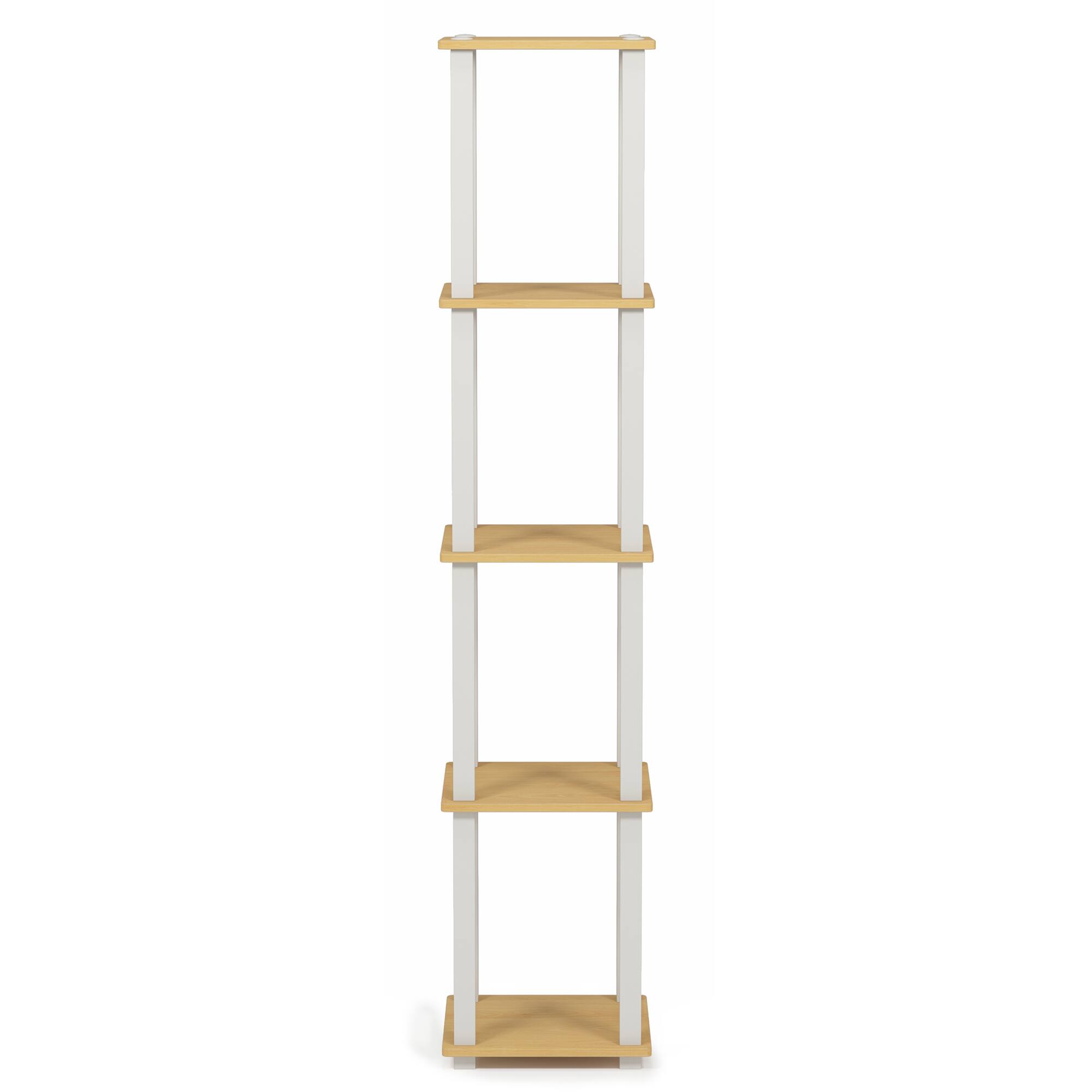 Alt View 2. Furinno - Turn-S-Tube 5-Tier Corner Square Rack Display Shelf with Square Tube, Beech/White - Beech/White.