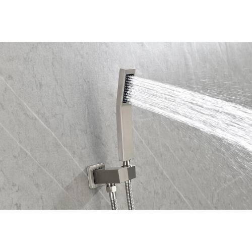 Back. JUJABU - Brushed Nickel Shower System with 16 inch Shower Head and Tub Spout - Brushed Nickel.