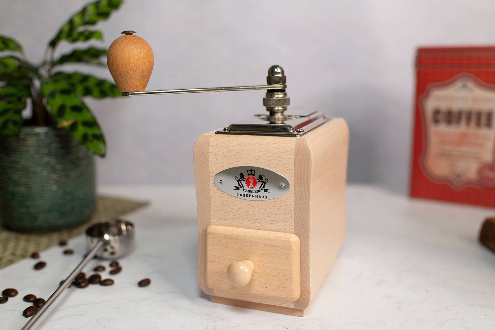 Alt View 4. Zassenhaus - Santiago Manual Hand Crank Coffee Mill - Brown.