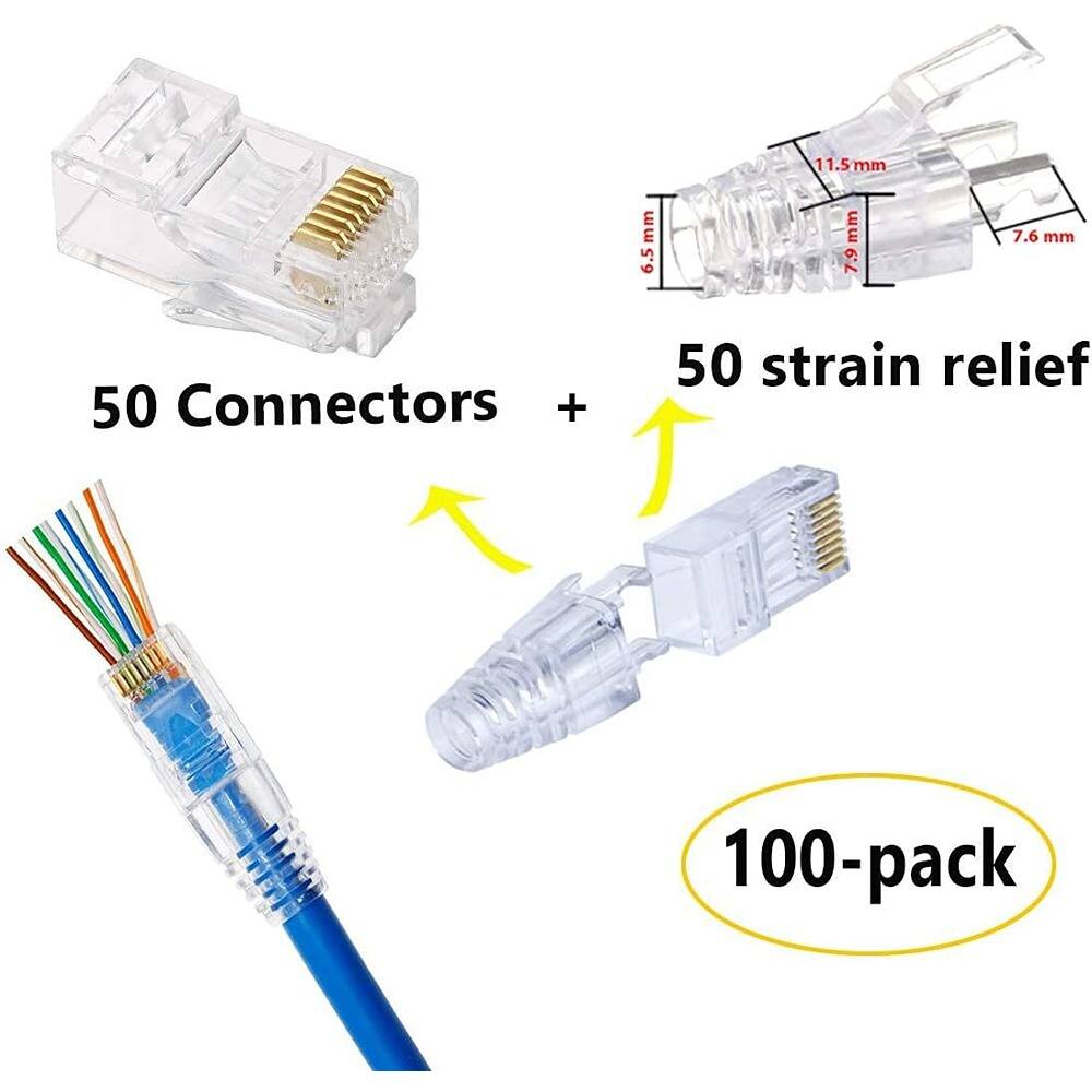 50 Connectors + 50 strain relief  
100-pack  

6.5 mm  
7.6 mm  
7.9 mm  
11.5 mm