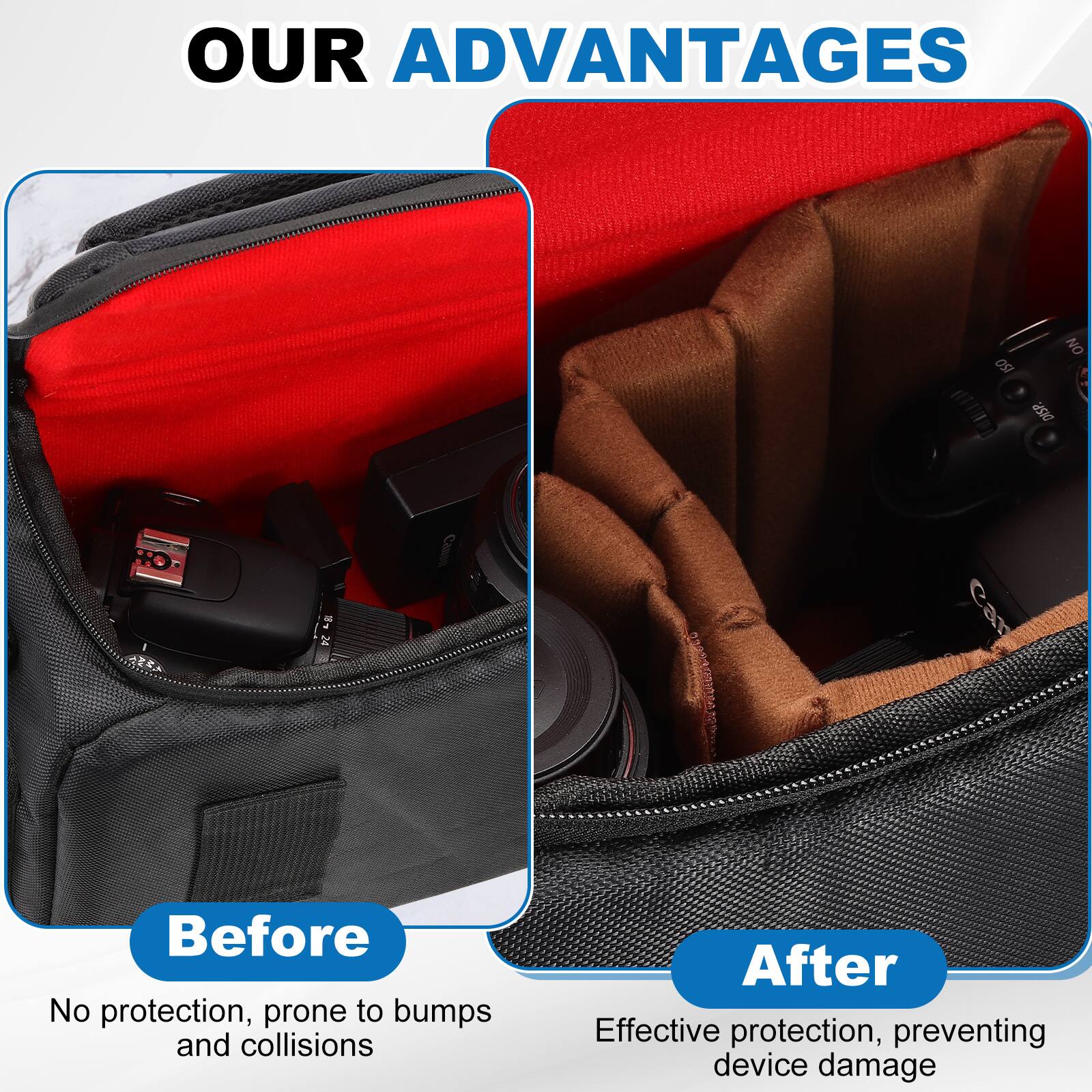 OUR ADVANTAGES

Before
No protection, prone to bumps and collisions

After
Effective protection, preventing device damage