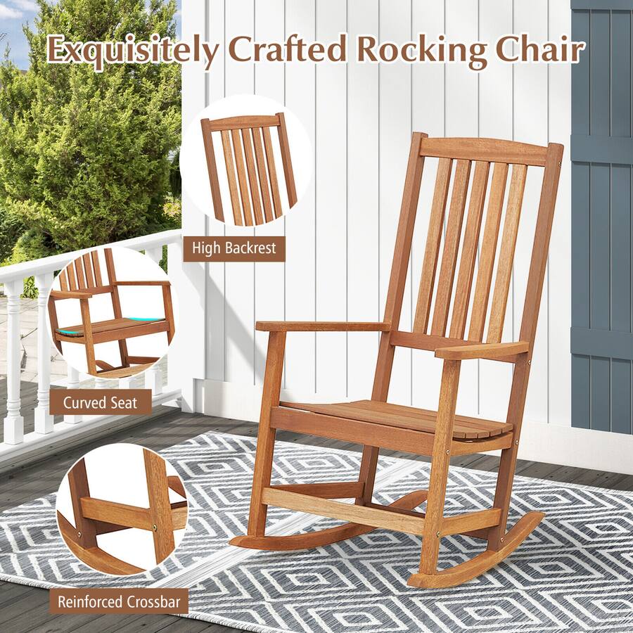 Performance Rocker Lawn Chair Gymax Rocking Chair High Back Outdoor Rocker with Smooth Rocking Base ...