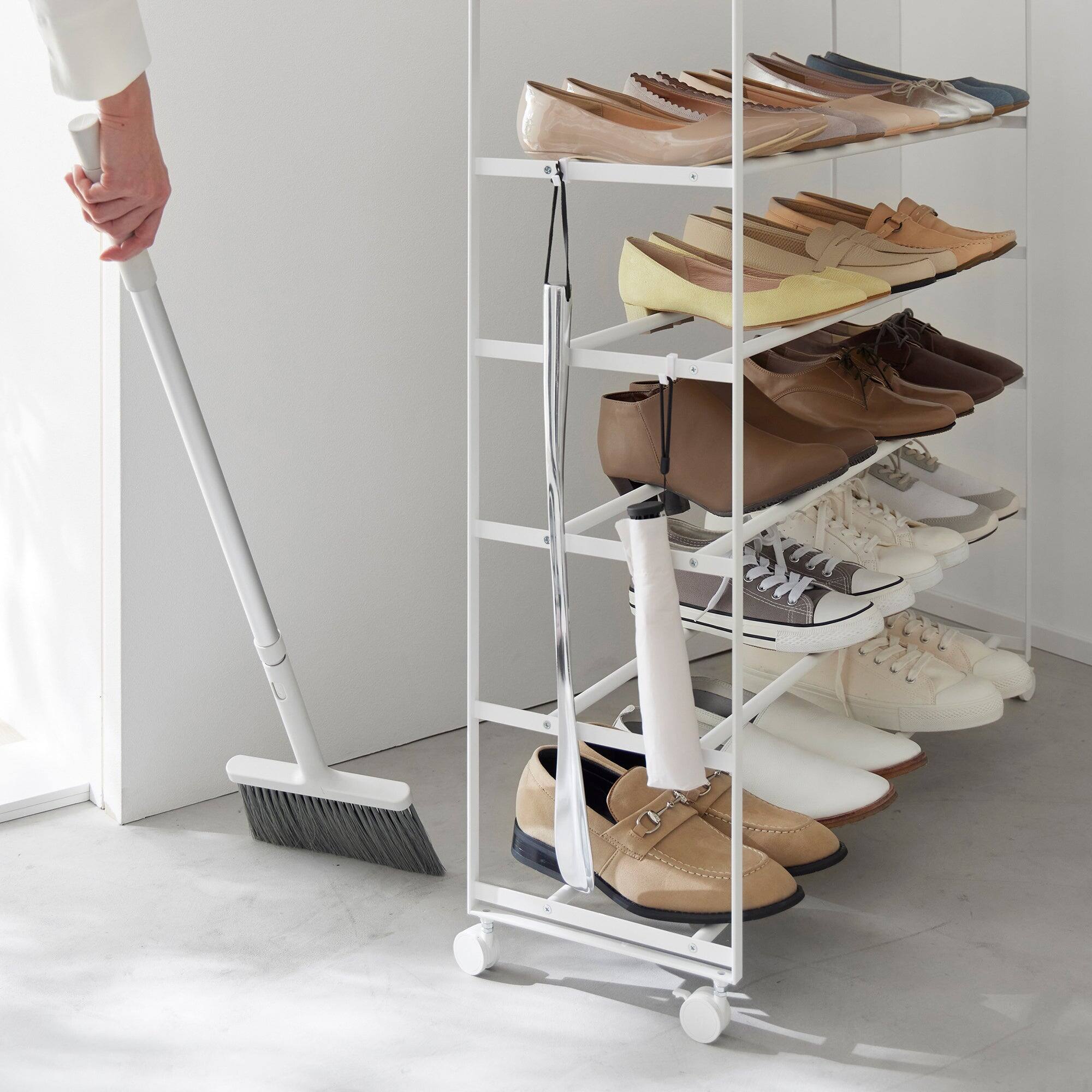 Alt View 2. Yamazaki Home - Rolling Five-Tier Shoe Rack (34.25" H)  - Steel + Wood - Black.