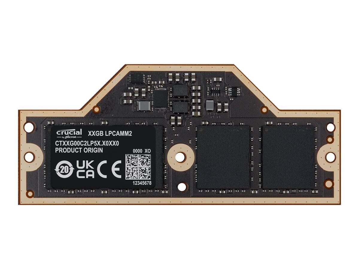 Crucial XXGB LP CAMM2  
by Micron  
CTXXG00C2LP5X.X0XX0  
PRODUCT ORIGIN  
0000 XO  
UK  
CA  
CE  
12345678