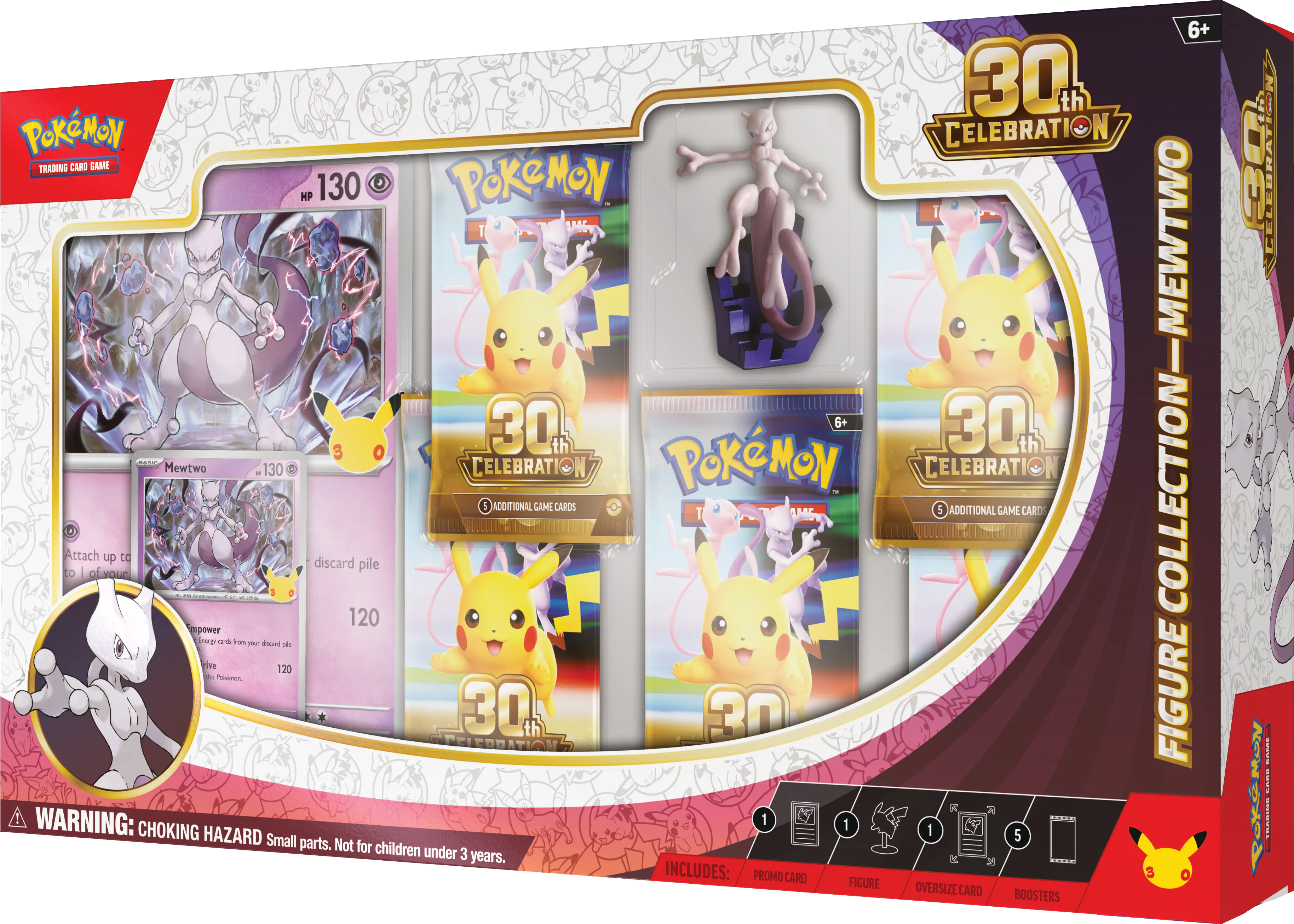 30th Pokémon Celebration Trading Card Game HP 130 Pokémon T 30 6+ 30th Mewtwo 130 Celebration Pokémon Celebration E Additional Game Cards 5 Additional Game Card T Attach up to discard pile to 1 of your Pokémon 120 Spower 120 A 30th 30th A Warning: Choking Hazard Small parts. Not for children under 3 years. Includes: Promo Card Figure Oversize Card Boosters 6+ Collection-Mewtwo Figure