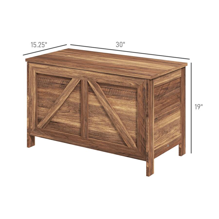Homcom Chest, Farmhouse Lift Top Box Organizer with Safety Hinge, for ...