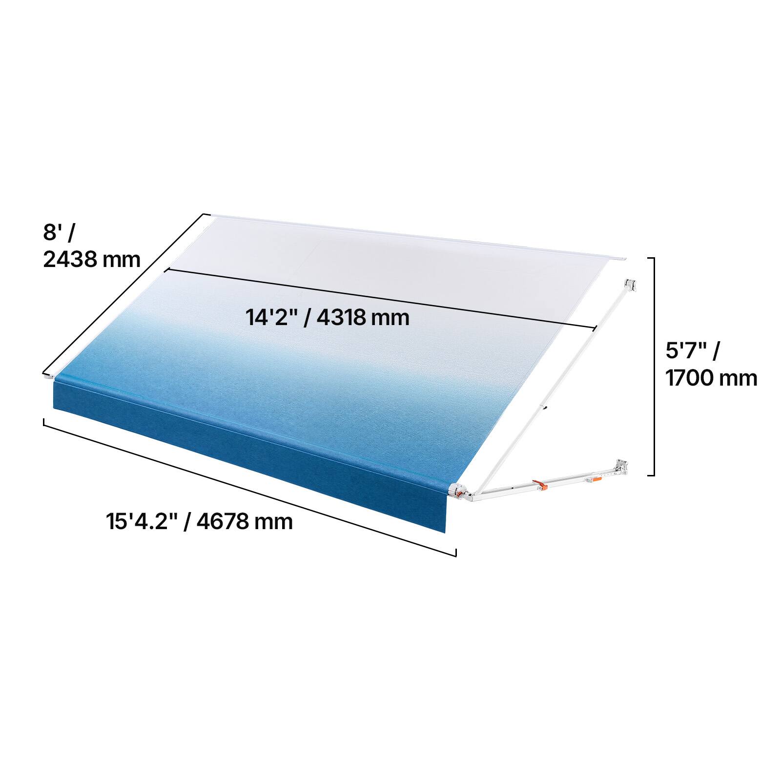 8' / 2438 mm  
14'2" / 4318 mm  
5'7" / 1700 mm  
15'4.2" / 4678 mm