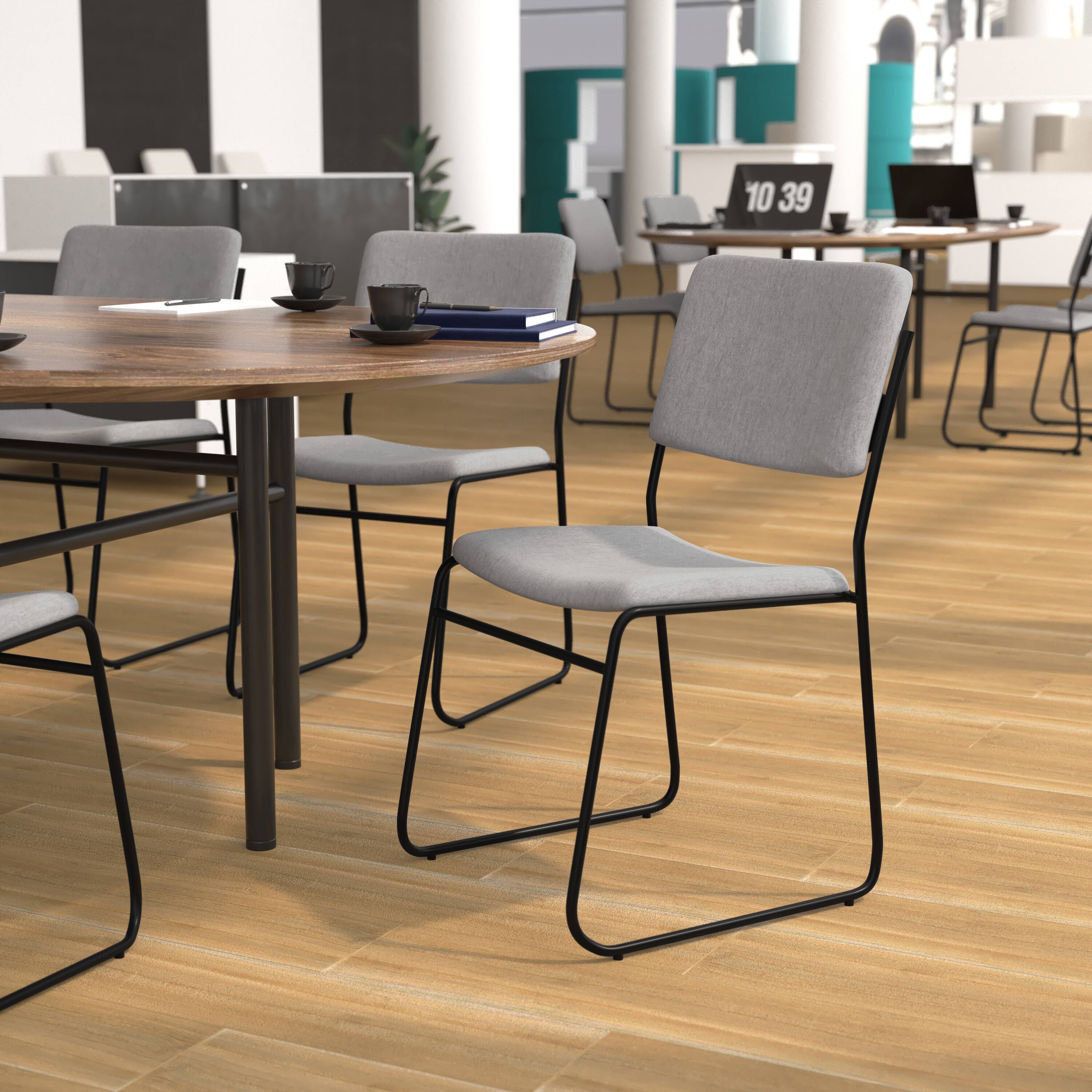 Alt View 1. Emma + Oliver - 500 lb. Capacity High Density Stacking Chair with Sled Base - Gray Fabric/Black Frame.