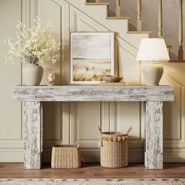 Tribesigns - Console Table with Engineered Wood Construction and Rectangular Top for Entryway, Hallway and Living Room - White