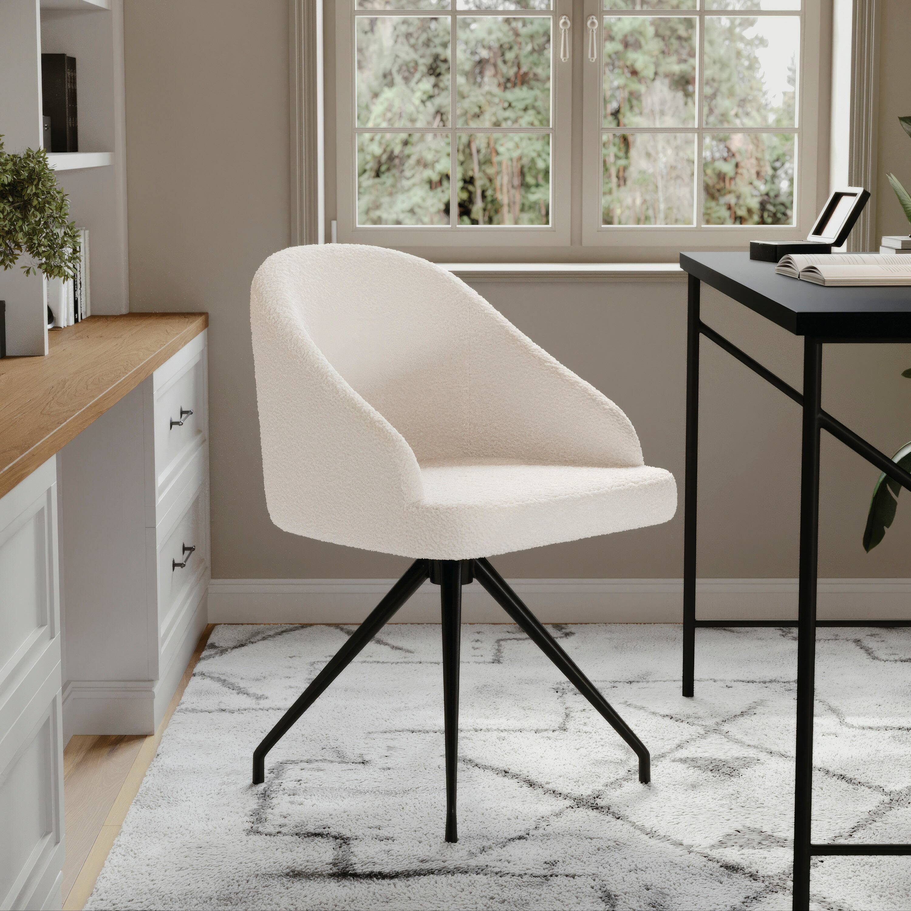 Alt View 11. Martha Stewart - Sora Boucle Upholstered Office Chair - White Boucle/Oil Rubbed Bronze.