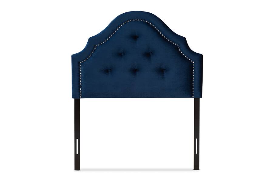 Angle. Baxton Studio - Cora Modern and Contemporary Velvet Fabric Upholstered Twin Size Headboard - Royal Blue.