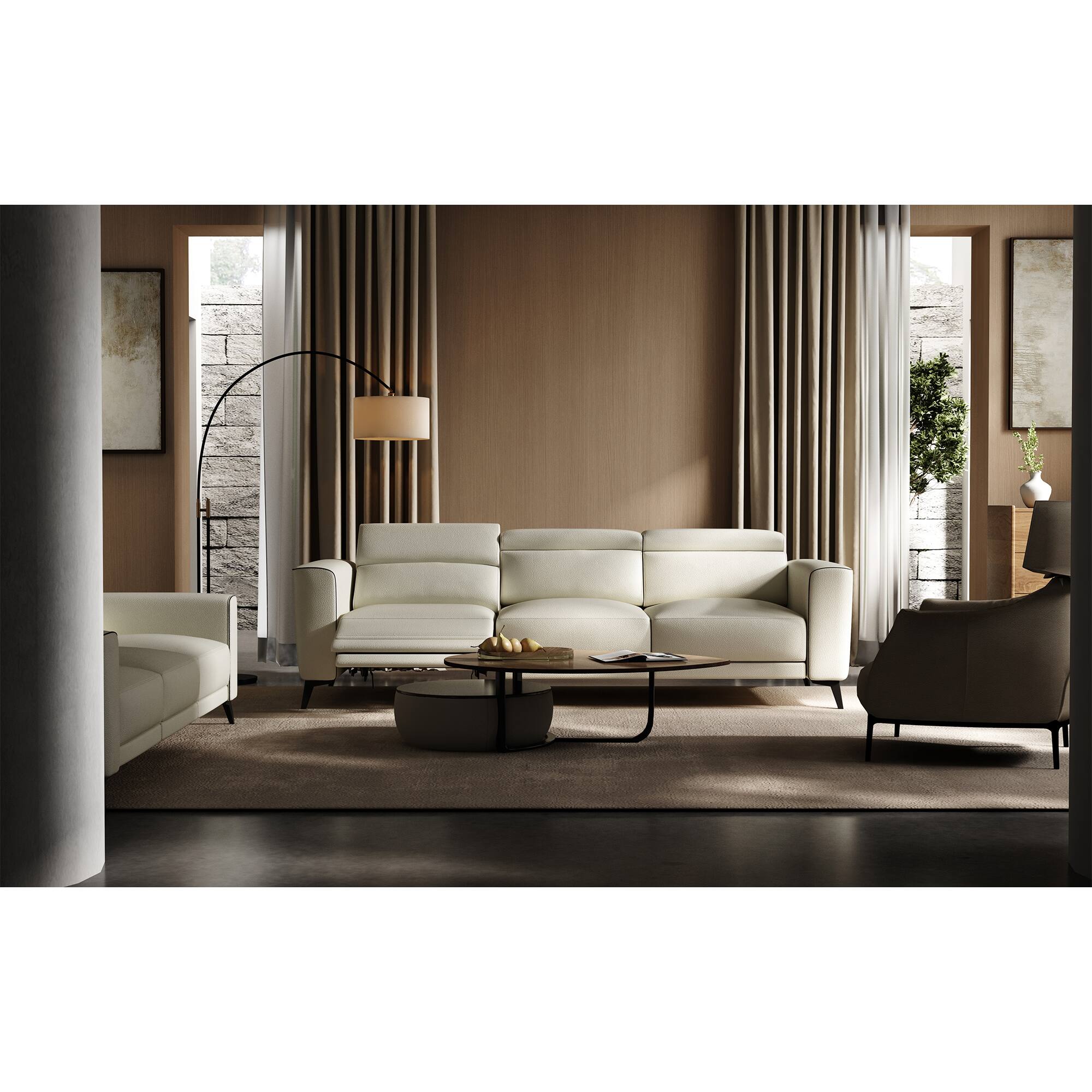 Alt View 5. luck idea - 112.5" Electric Seat Sofa, 2 Seats Reclining Home Theater Seats - Beige.