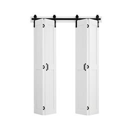 VEVOR - Bifold Barn Door, 48" x 84", MDF Bi-Fold Sliding Closet Doors, Header Board and Hardware Kit Included - White