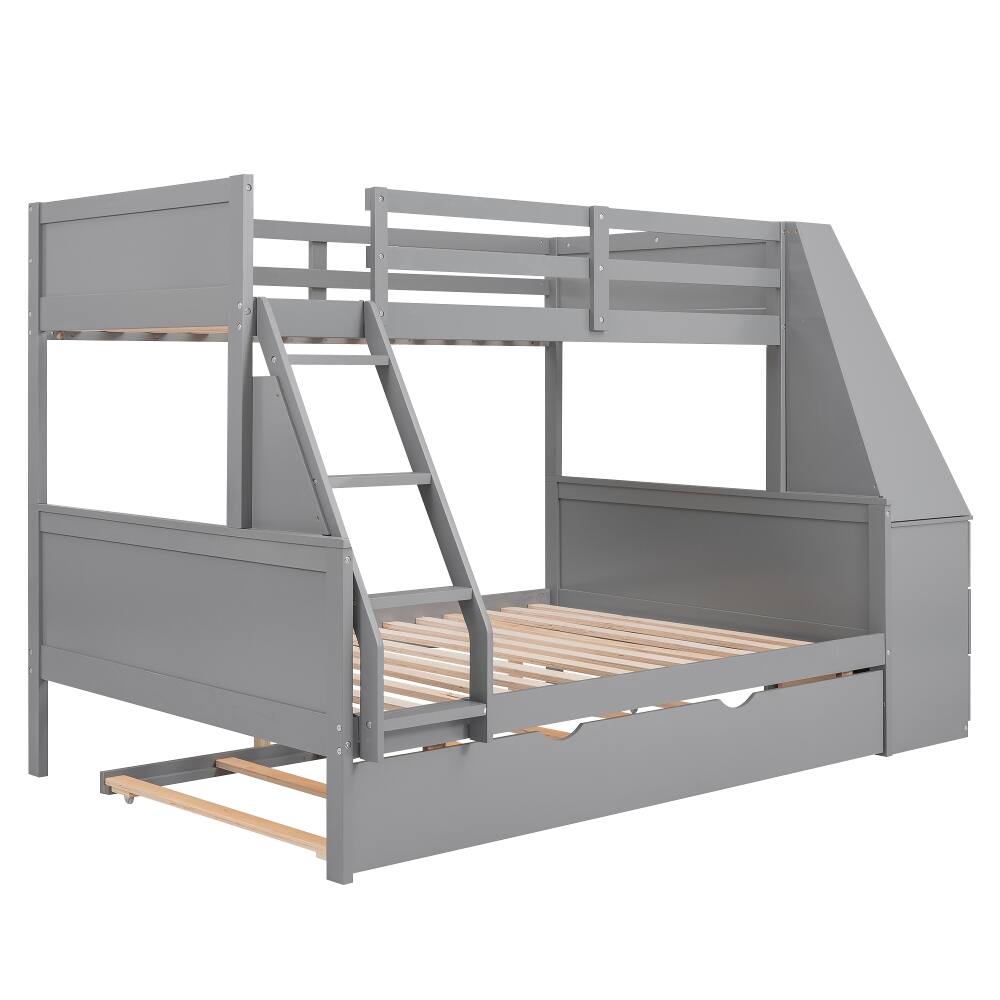 Alt View 9. Loheer - Loheer Twin over Full Bunk Bed with Trundle Desk Storage Drawers Gray - Gray.