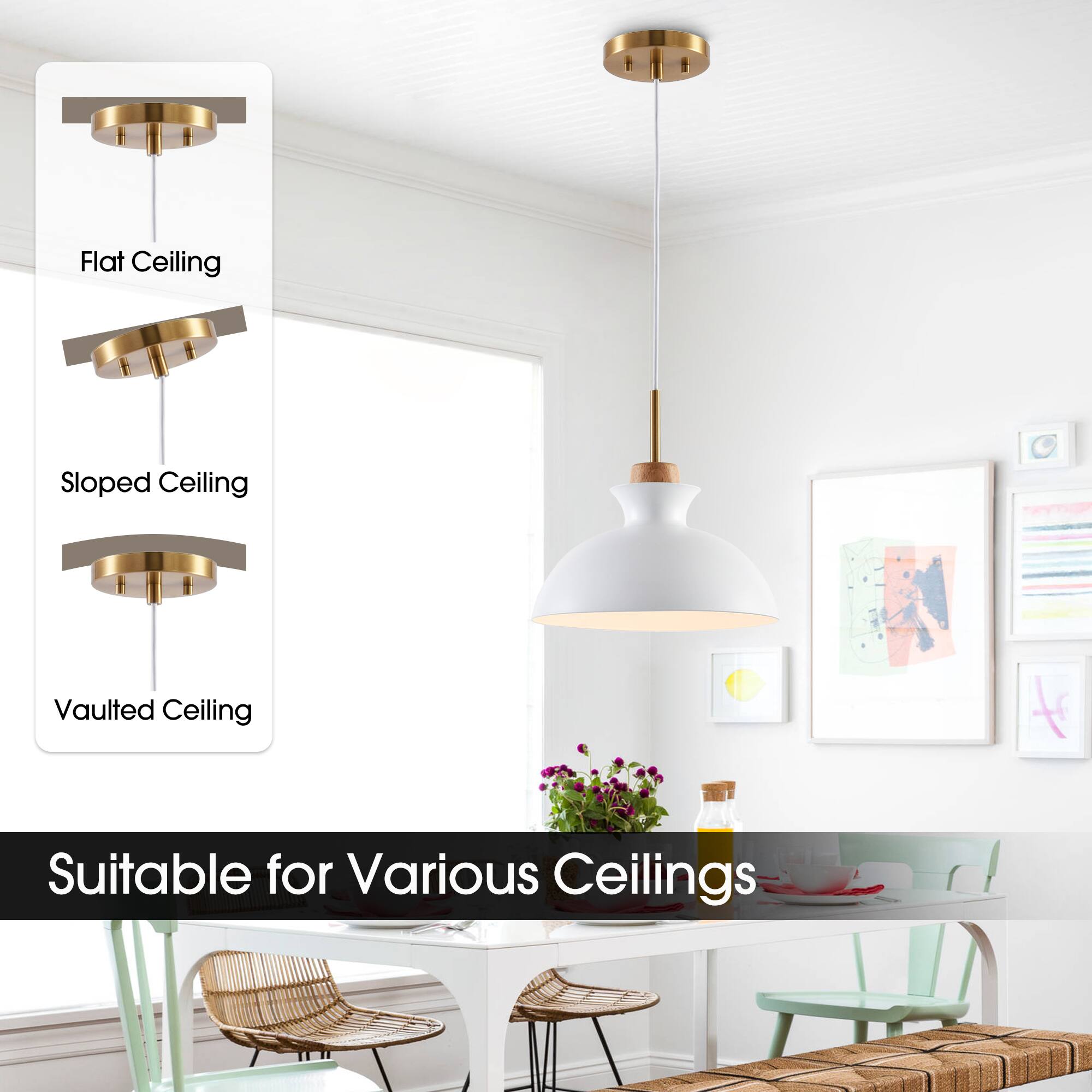 Flat Ceiling  
Sloped Ceiling  
Vaulted Ceiling  
A Suitable for Various Ceilings