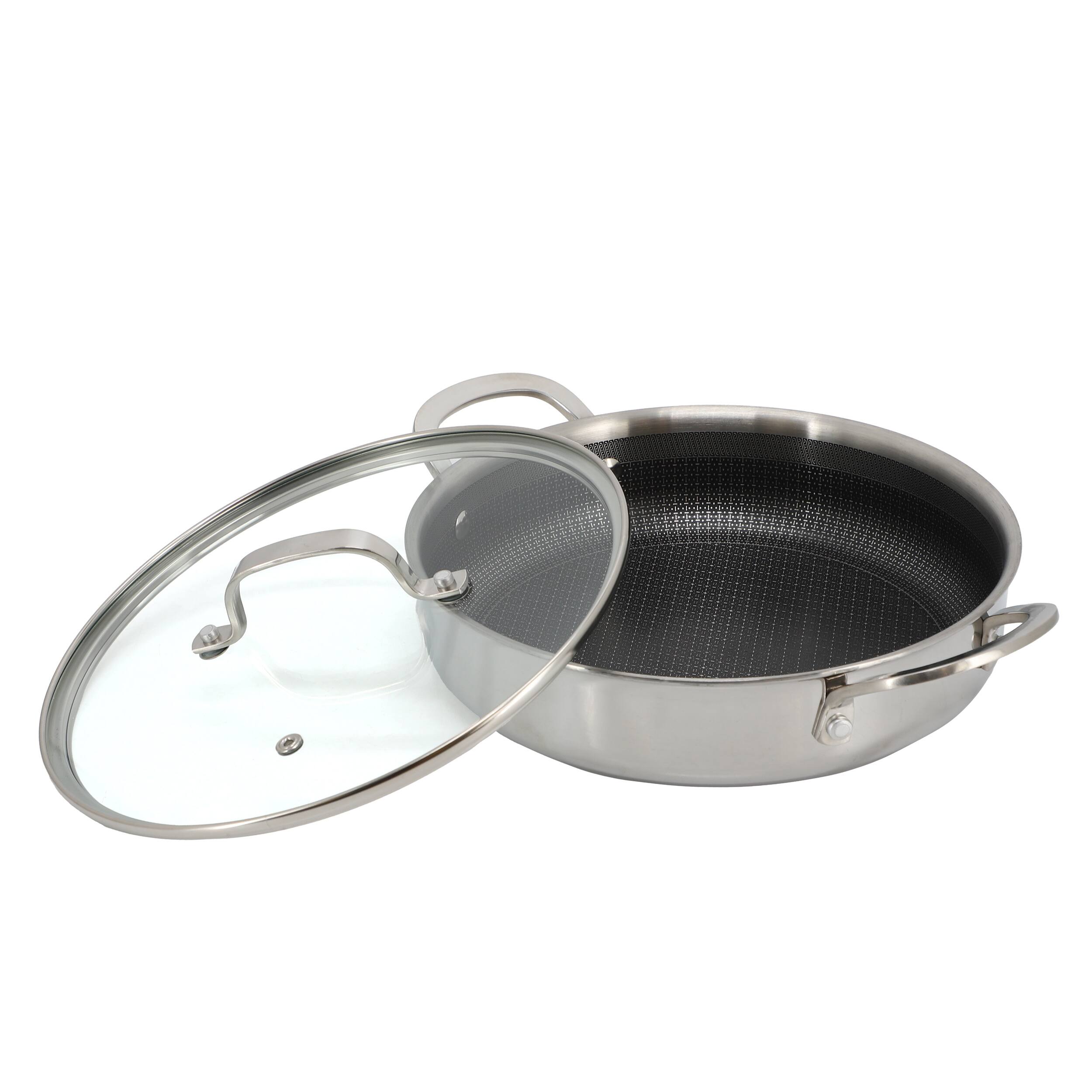 Alt View 2. Better Chef - Better Chef 9 Inch 3-Ply Stainless Steel Nonstick Deep Fry Pan with Lid in Silver - Silver.