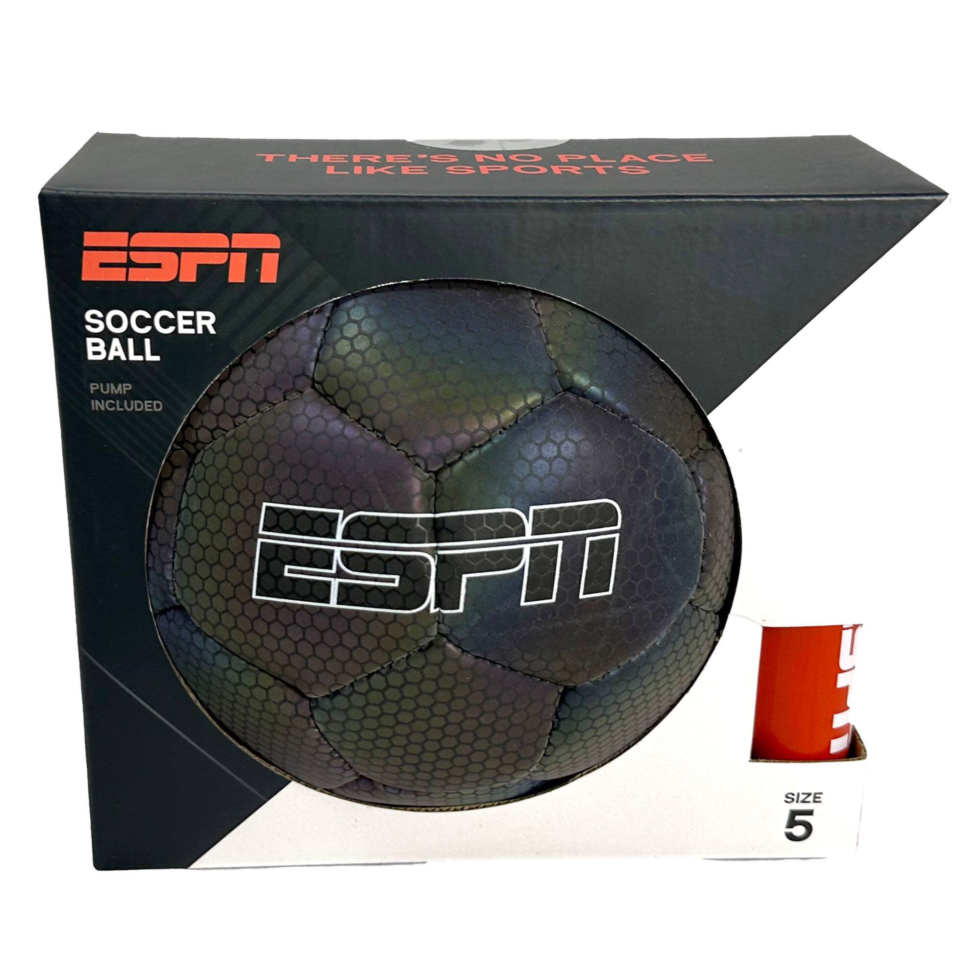 THERE'S NO PLACE LIKE SPORTS

ESPN

SOCCER BALL
PUMP INCLUDED

ESPN

SIZE 5