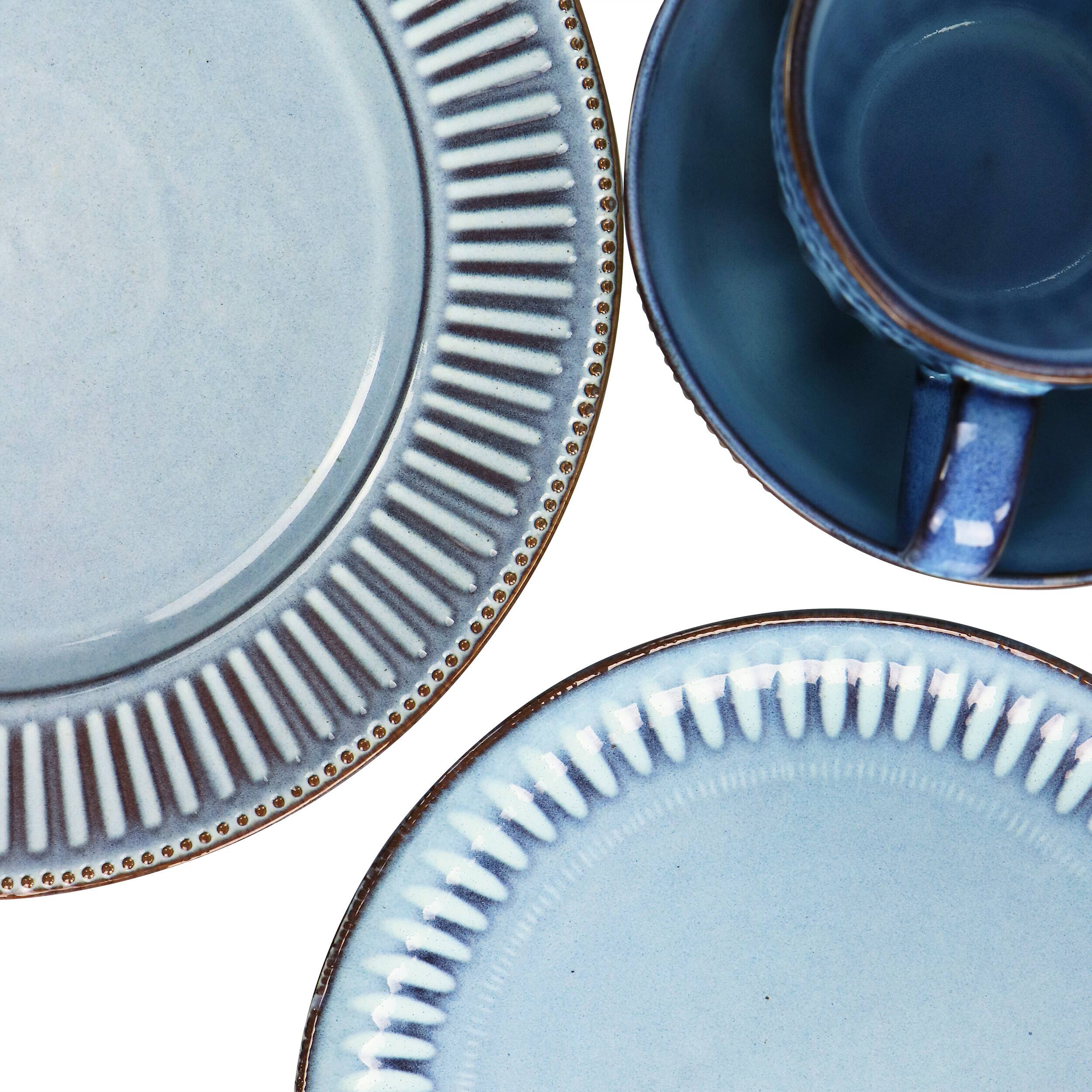 Alt View 8. Gibson - Gibson Elite Mendocino 16 Piece Stoneware Dinnerware Set in Blue - Blue.