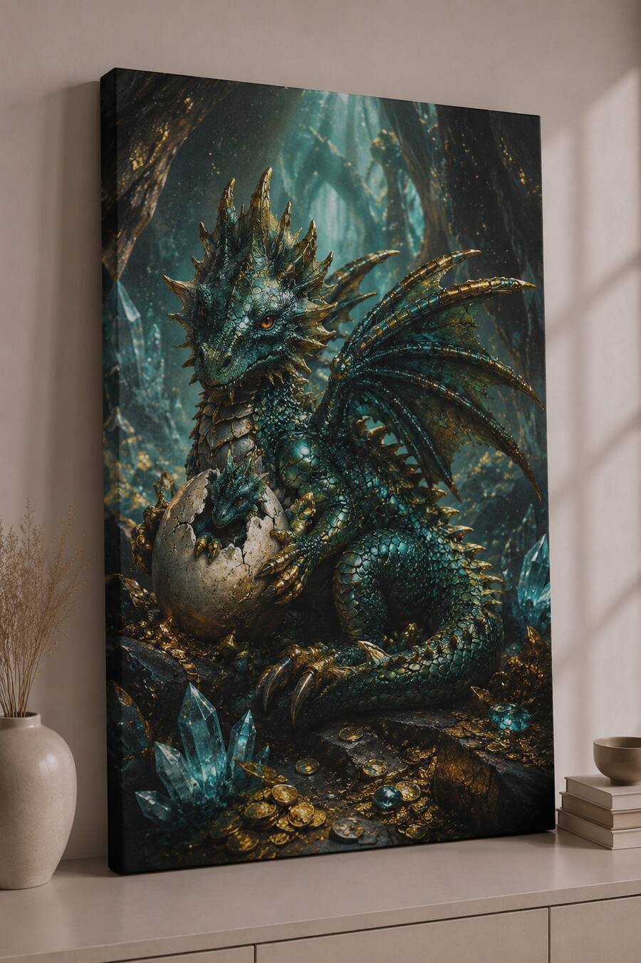 FC Design Large Crystal Nest Dragon Wall Art Canvas Print 24x36" Cavern ...