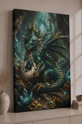 FC Design Large Crystal Nest Dragon Wall Art Canvas Print 24x36" Cavern ...