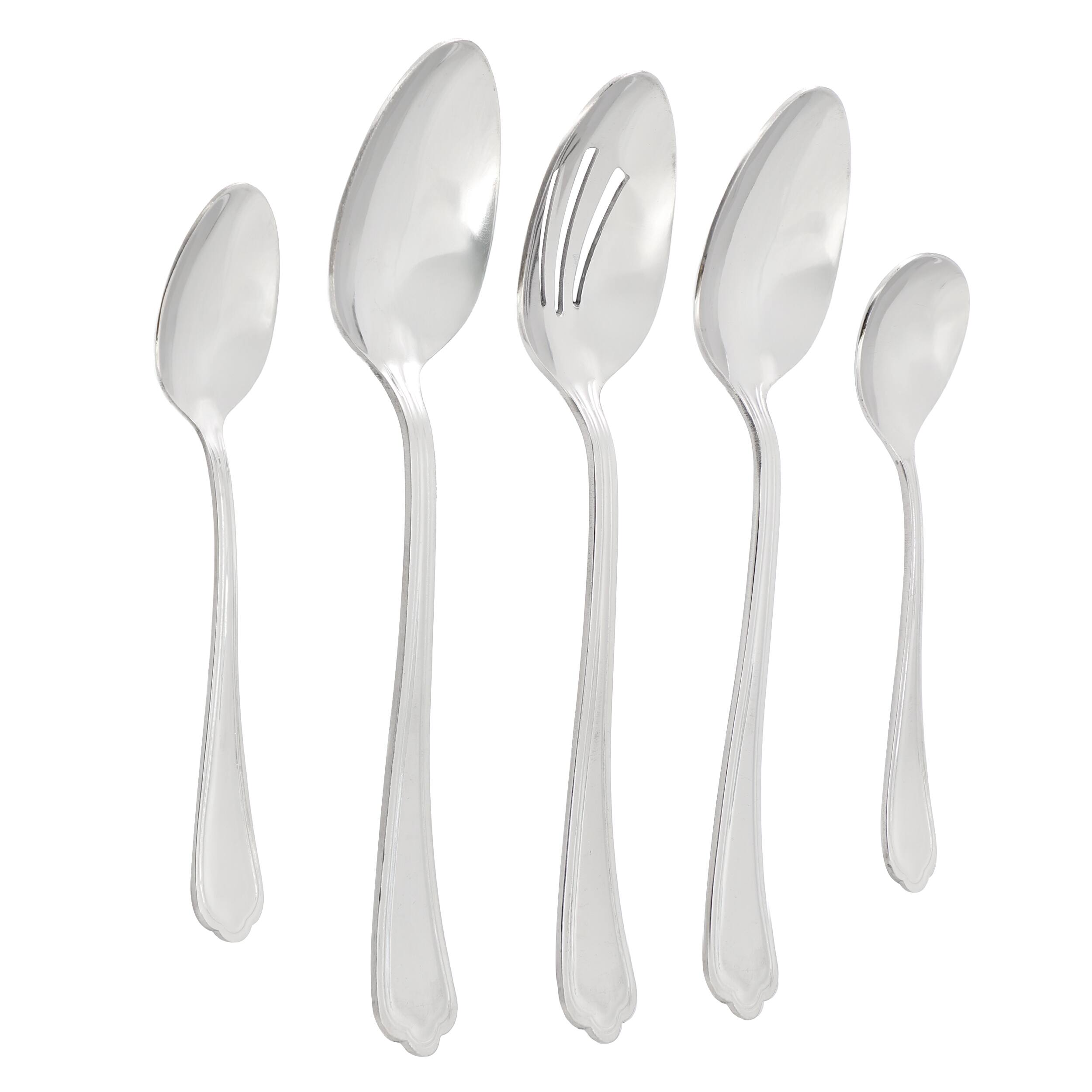 Angle. Gibson - Gibson Home Aberdeen Court 45 Piece Stainless Steel Flatware and Serving Set - Silver.
