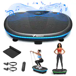 MERACH - 4D Vibration Plate Exercise Machine, 120 Speed Levels Full Body Plate Vibration with Bluetooth Speaker LED Lights - Black