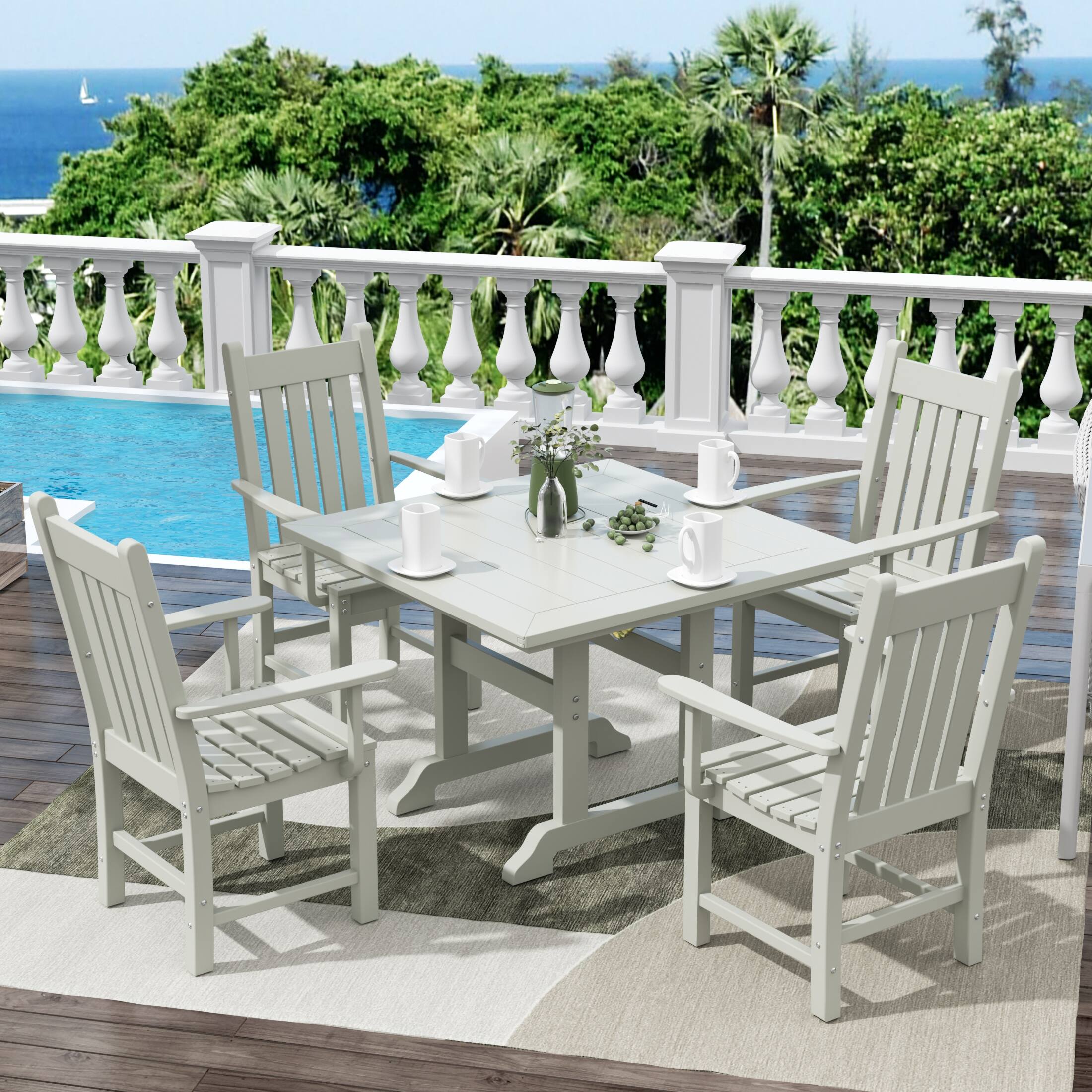 Angle. WestinTrends - WestinTrends Malibu 5 Piece Outdoor Patio Dining Set Outdoor Square Table and Armchair Set - Sand.
