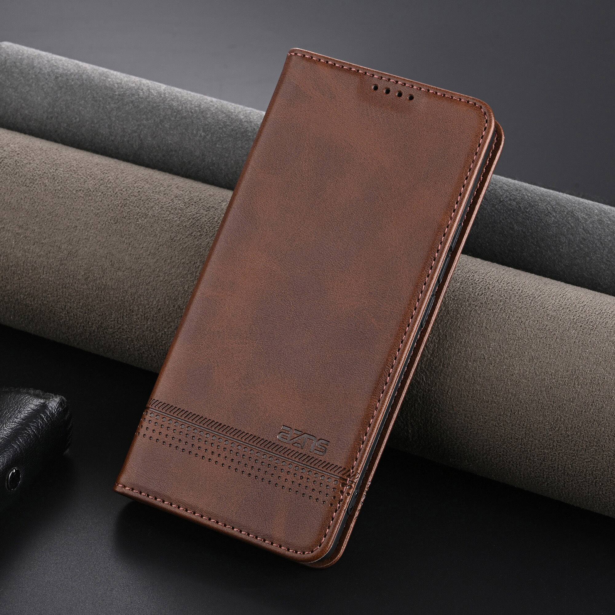 Alt View 1. Dteck - Dteck Magnetic Case for Samsung Galaxy A17 5G with Wallet Card Slots PU Leather Kickstand Flip Phone Cover - Brown.