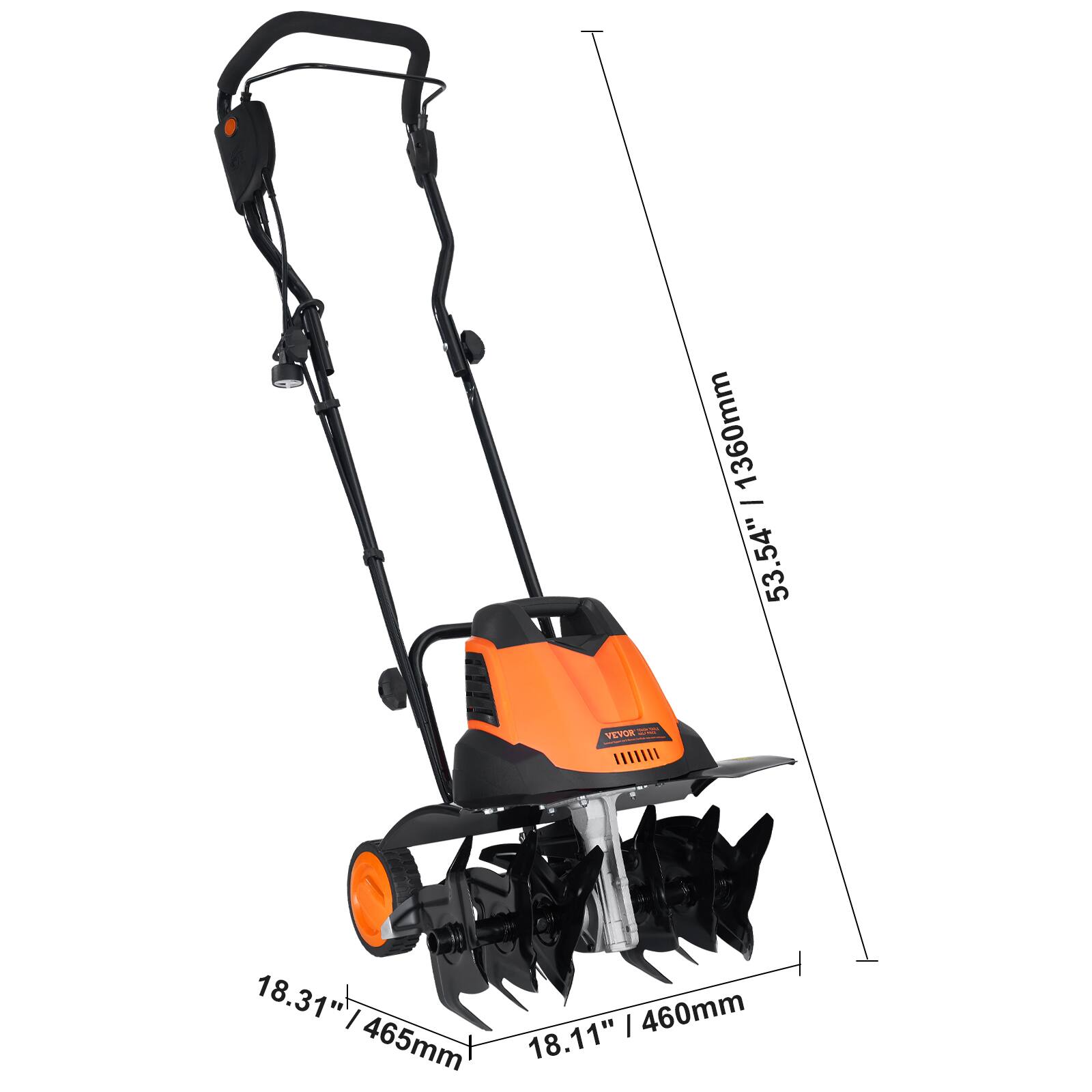 1360mm - 53.54", 18.31" / 465mm, 18.11" / 460mm