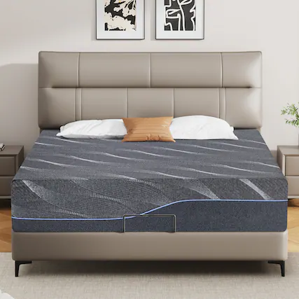 Front. Dyonery - Dyonery Medium Firm Memory Foam Mattress Queen Size 14 Inch, Cooling Green Tea/Gel ,Gray,Fits to Adjustable bed - Gray.