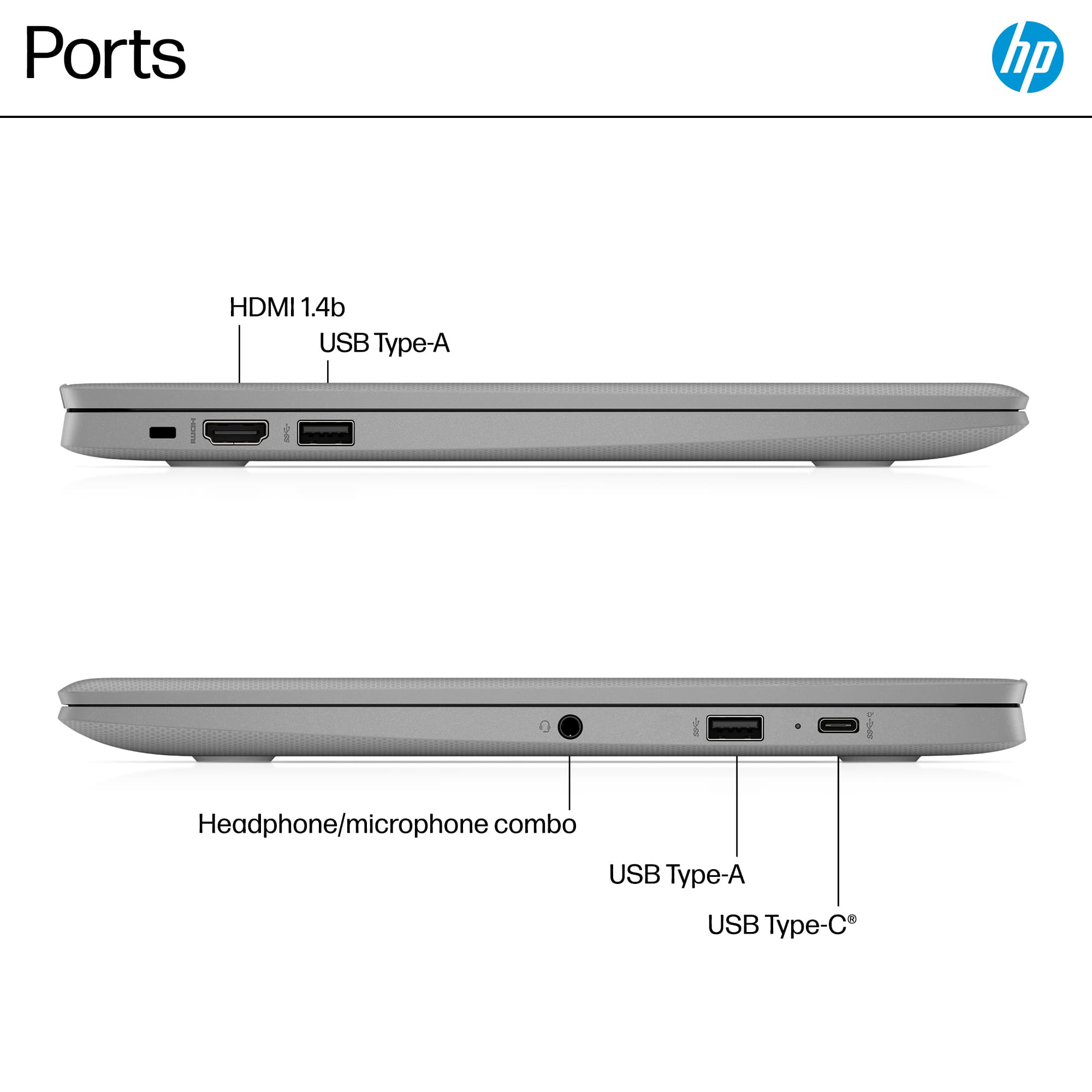 Ports:
* HDMI 1.4b
* USB Type-A
* Headphone/microphone combo
* USB Type-C