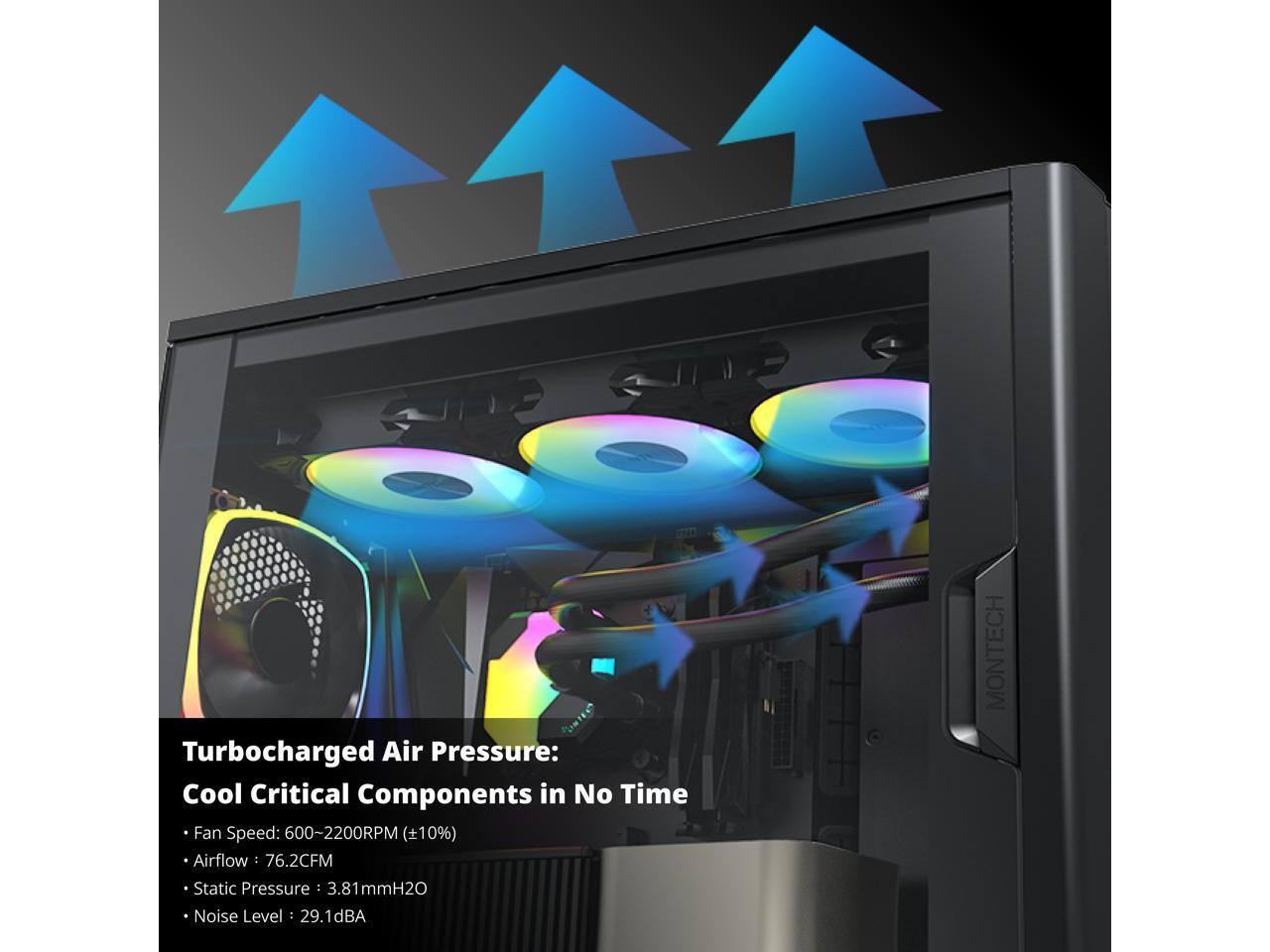 Turbocharged Air Pressure: Cool Critical Components in No Time

- Fan Speed: 600-2200RPM (+10%)
- Airflow: 76.2CFM
- Static Pressure: 3.81mmH2O
- Noise Level: 29.1dBA