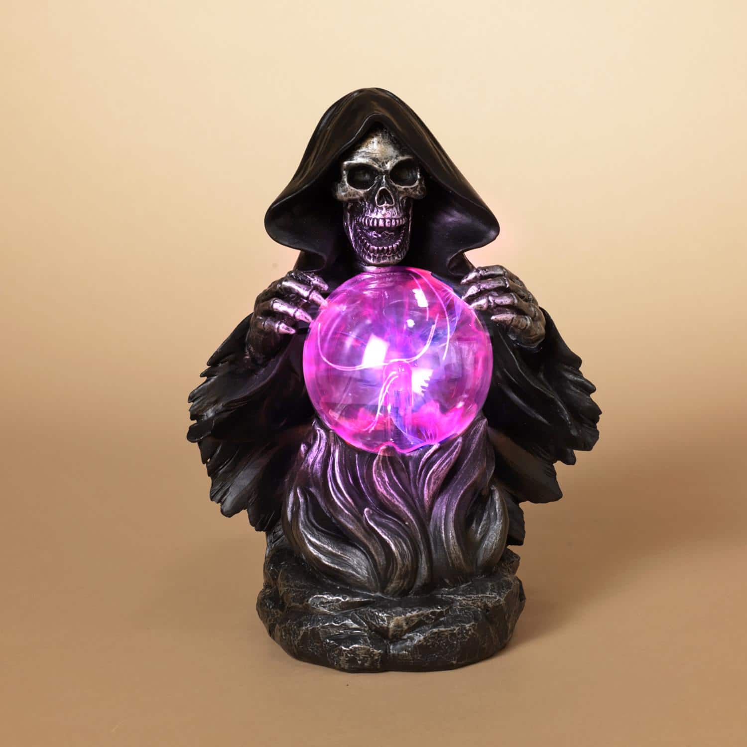 The Gerson Companies - Gerson 10.75 in. Grim Reaper With Magic Ball Halloween Decor - Black | Purple