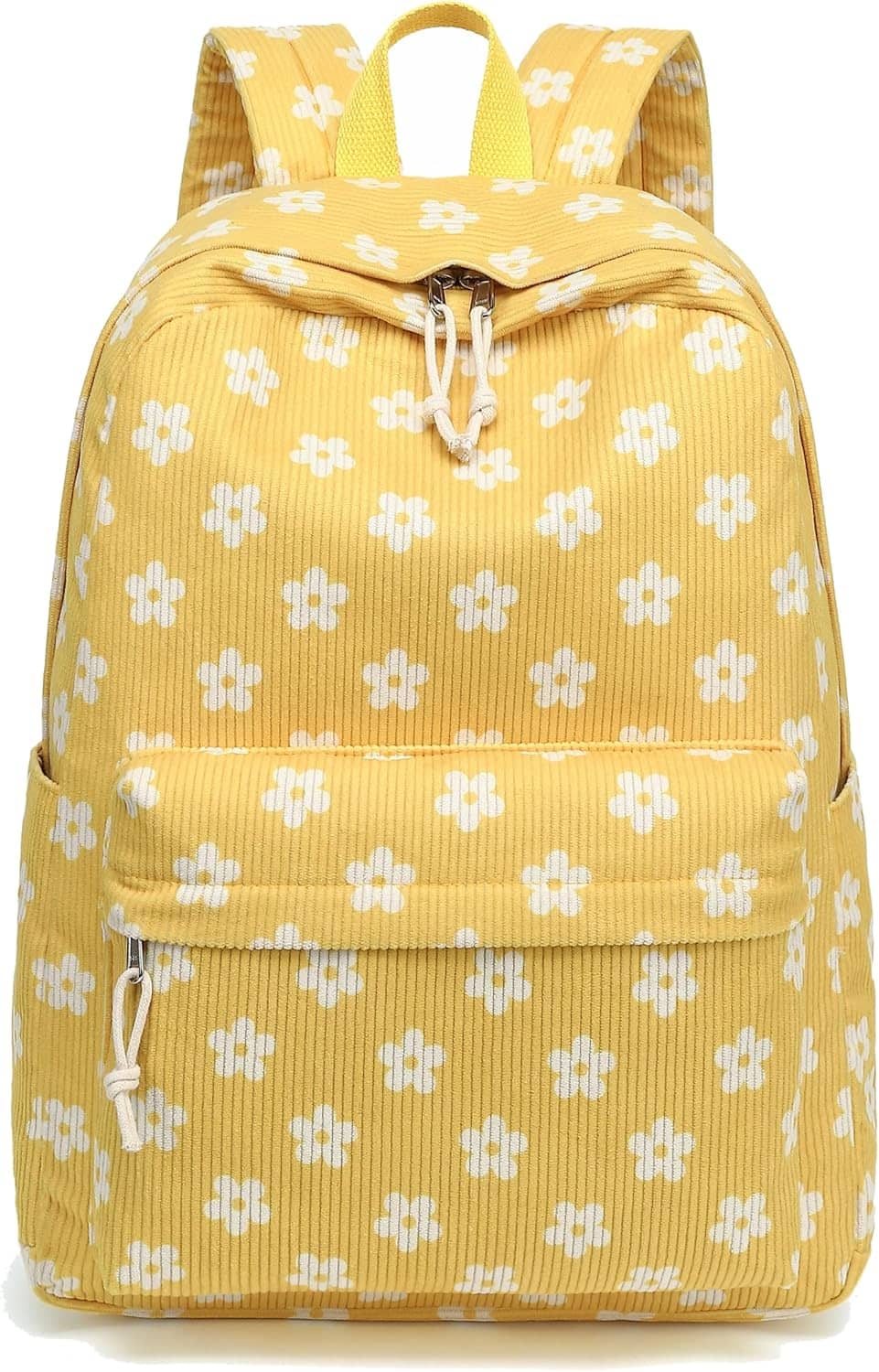 Live At Space - School Backpack Girls Bookbags Elementary Corduroy Laptop Women Travel Daypacks - Beige Corduroy Floral Y