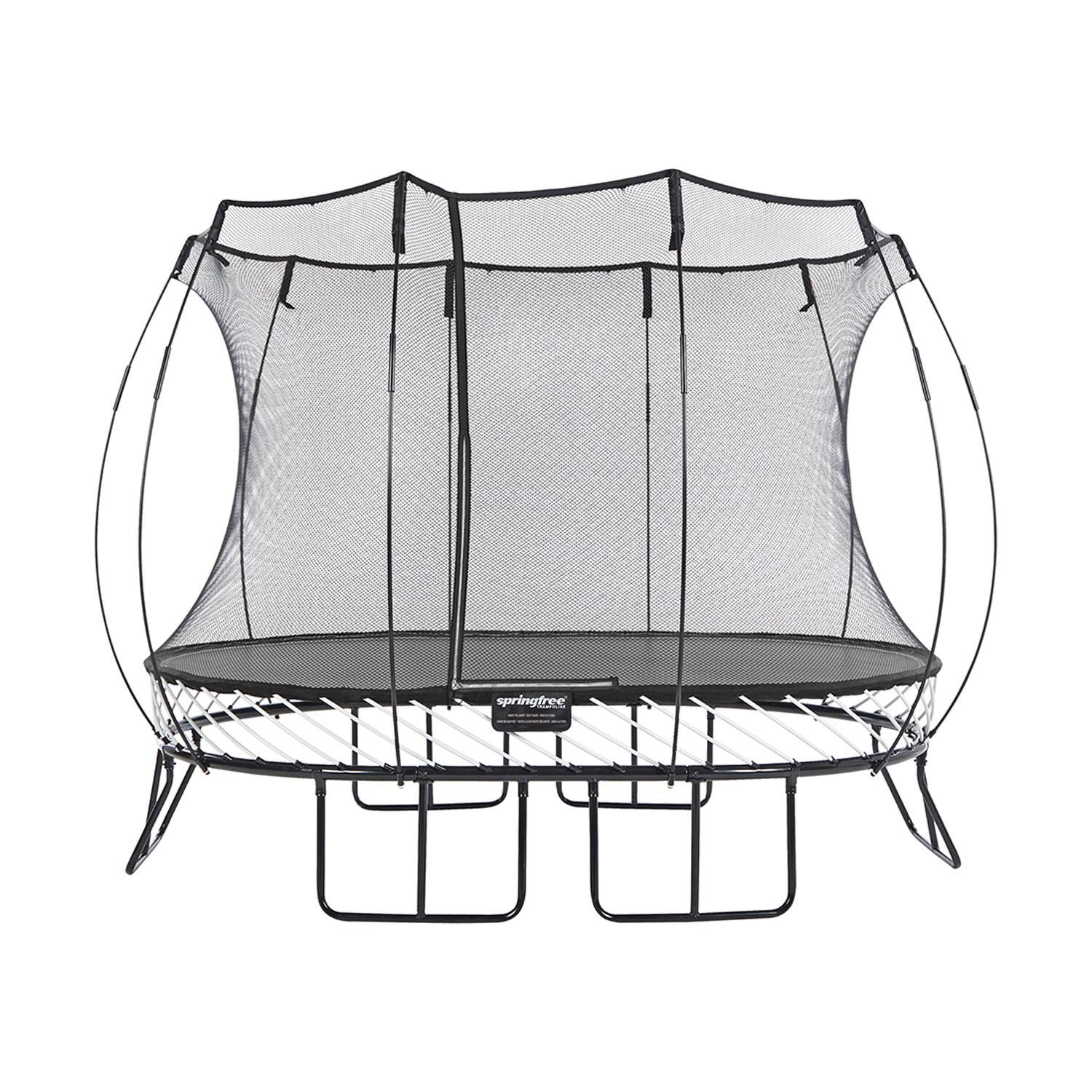 Alt View 3. Springfree Trampoline - Springfree Outdoor 8 x 13 Ft Trampoline, Enclosure, Hoop Game, and Step Ladder - Black.