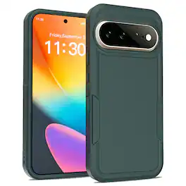 Dteck - Rugged Case for Google Pixel 11 Pro XL, Shockproof Dual Layer Heavy Duty Hard PC TPU Non-slip Protective Cover - Darkgreen