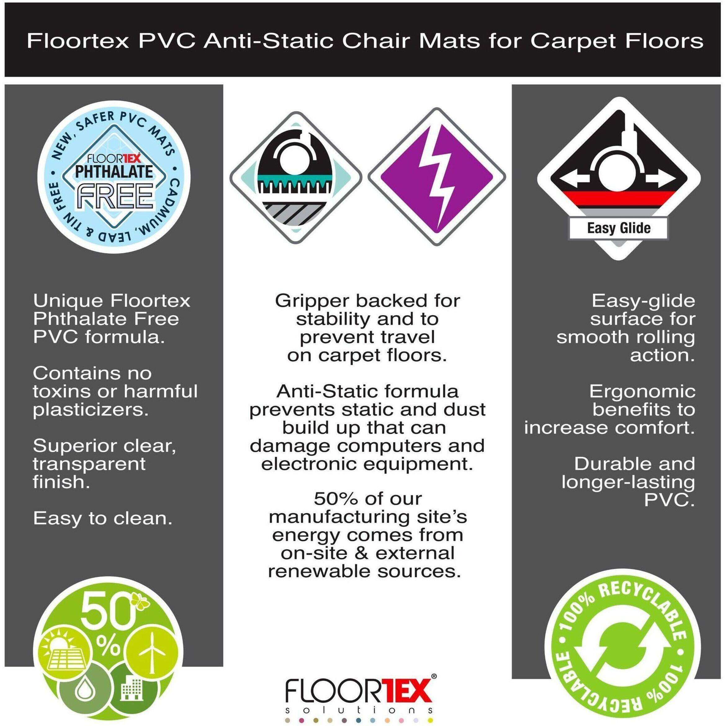 Alt View 25. Floortex - Computex Anti-Static Vinyl Lipped Chair Mat for Carpets up to 3/8'' - 36'' x 48'' - Clear.