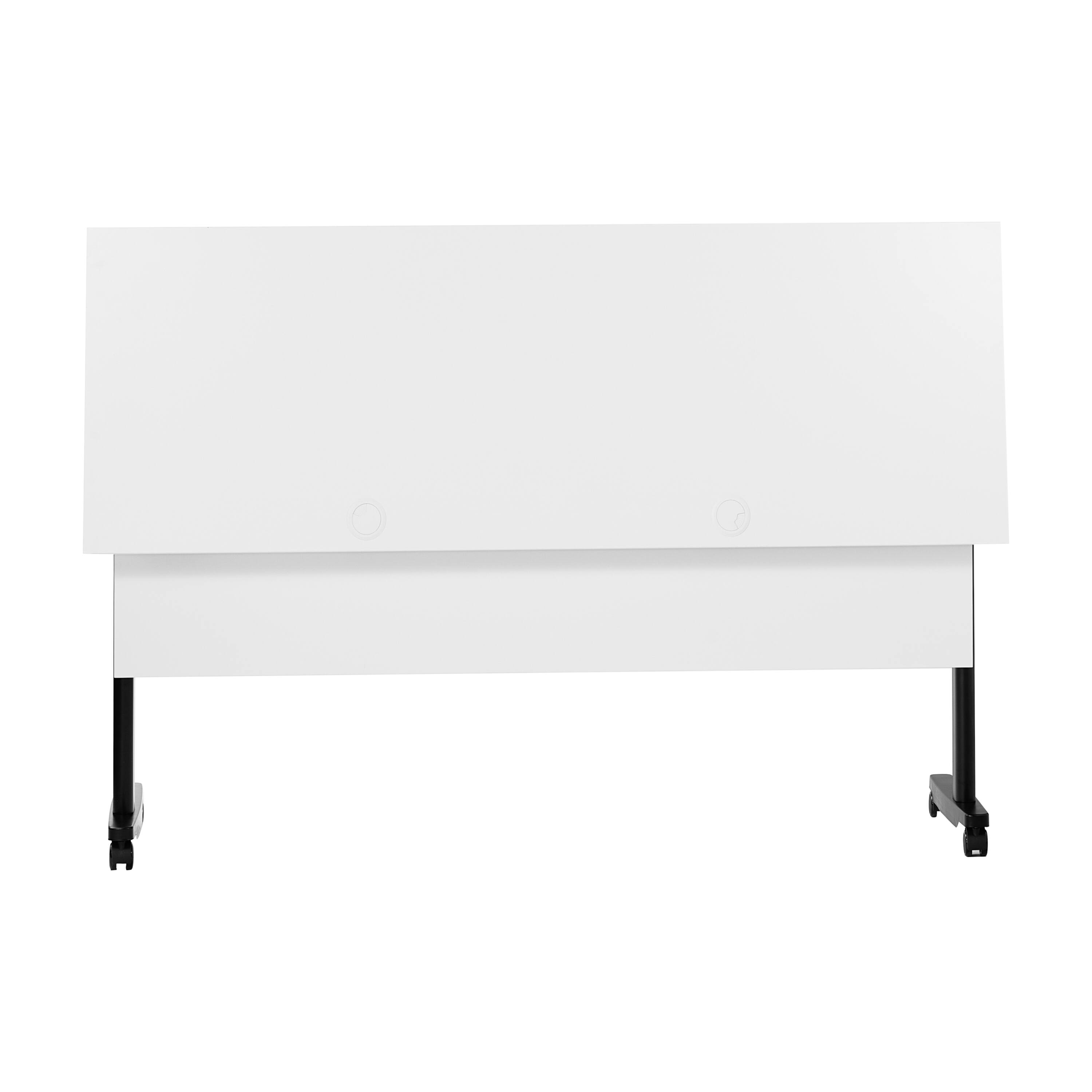Alt View 9. Emma + Oliver - Hahn Heavy-Duty Flip Top Training Table with Nesting Design, Privacy Panel, T-Legs, Tabletop, Metal Frame - White Top/Black Frame.