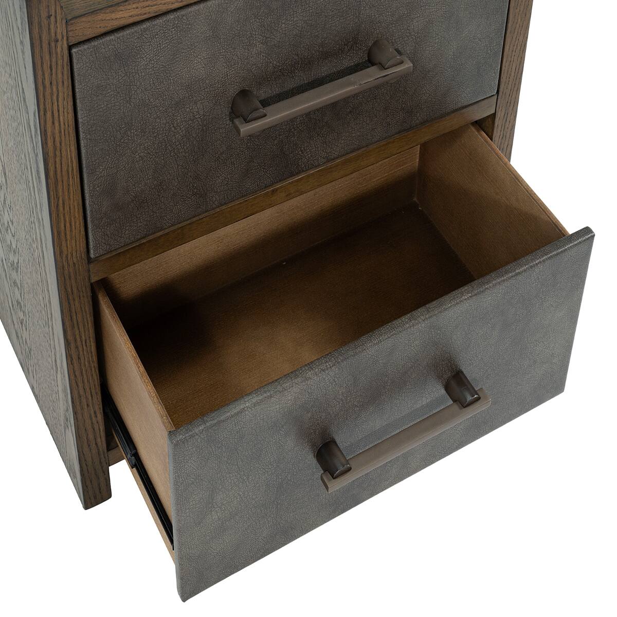 Alt View 1. Loheer - Loheer Mid Century Modern Nightstand, Two Drawer Bedside Table in Dark Walnut - Dark Walnut.