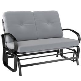Outsunny - Outdoor Glider Bench, 2-Person Patio Rocker Loveseat with Tufted Cushions, Steel Frame for Porch, Garden Backyard - Gray