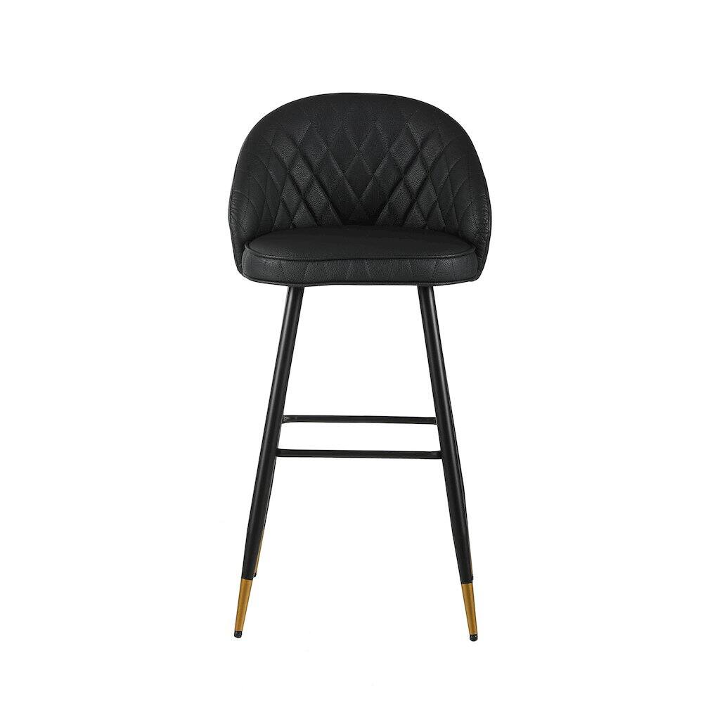 Left. New Classic Furniture - Oliver Vegan Leather Bar Chair in Black (Set of 2) - Black.