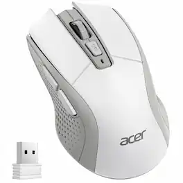 Acer - Wireless Mouse for Laptop, 2.4GHz Computer Mouse 5 Adjustable DPI Office Cordless USB Mice with USBA Receiver - Wireless - White