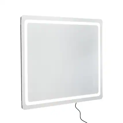 Front. VEVOR - LED Bathroom Mirror, 36" x 48" LED Bathroom Vanity Mirror with Frontlit and Backlit, Anti-Fog Memory Mirror with Lights - Gray and white.