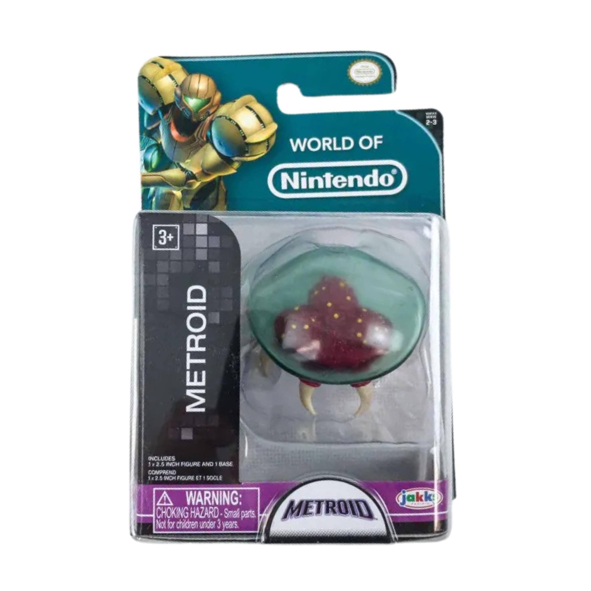 - WORLD OF Nintendo
- METROID
- INCLUDES 1 2.6 INCH FIGURE AND 1 BASE
- COMPRISE 1 2.6 INCH FIGURE ET 1 SOCLE
- WARNING: CHOKING HAZARD - Small parts. Not for children under 3 years.
- jkko