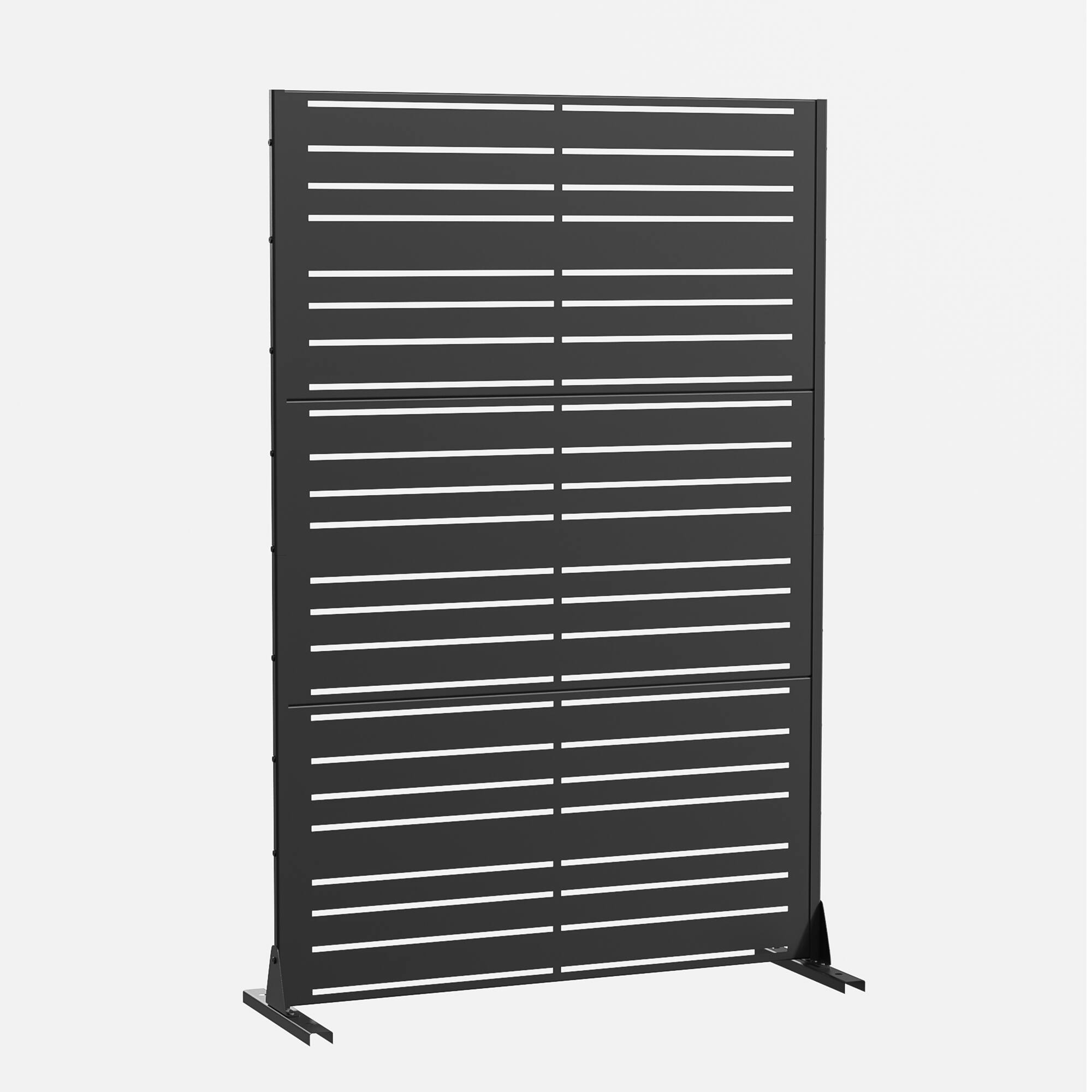 Angle. PexFix - 72 in. x 47 in. Benjamin Pattern Metal Outdoor Privacy Screen & Panels, Freestanding Garden Divider Fence - Black.
