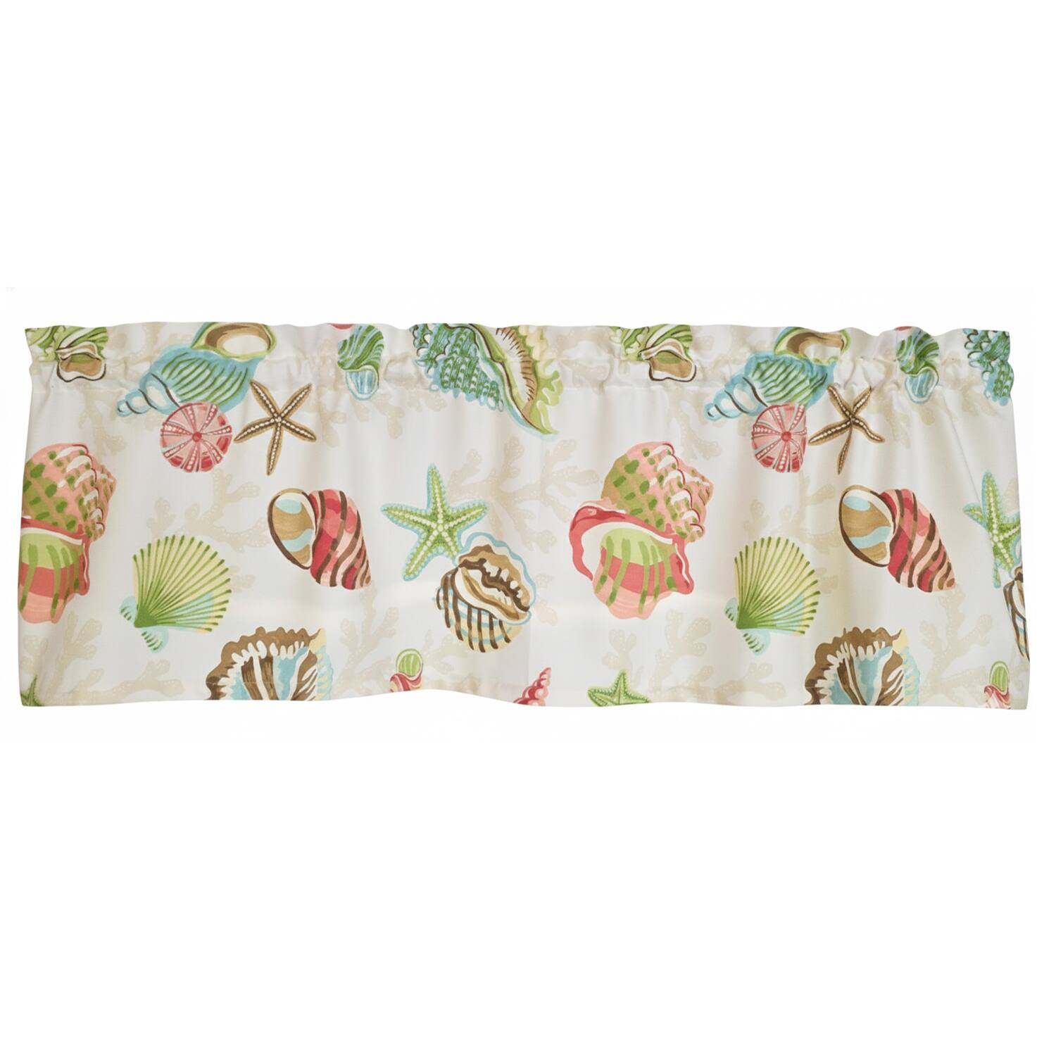 Left. RLF Home - RLF Home 100% Cotton High Quality Beachbound Tailored Window Valance with 1.5" Rod Pocket 50" W X 12" L Multi - Multi.