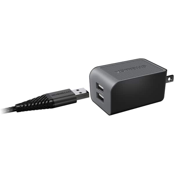 Angle. OtterBox - Otterbox 4.8A Dual Universal Wall Charger | Color: Black - Black.