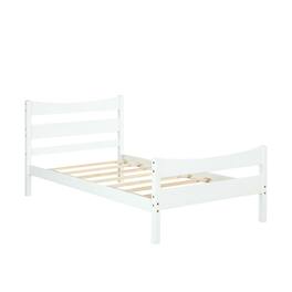 Costway - Twin Size Platform Bed Frame Foundation w/Headboard &Wood Slat Support - White