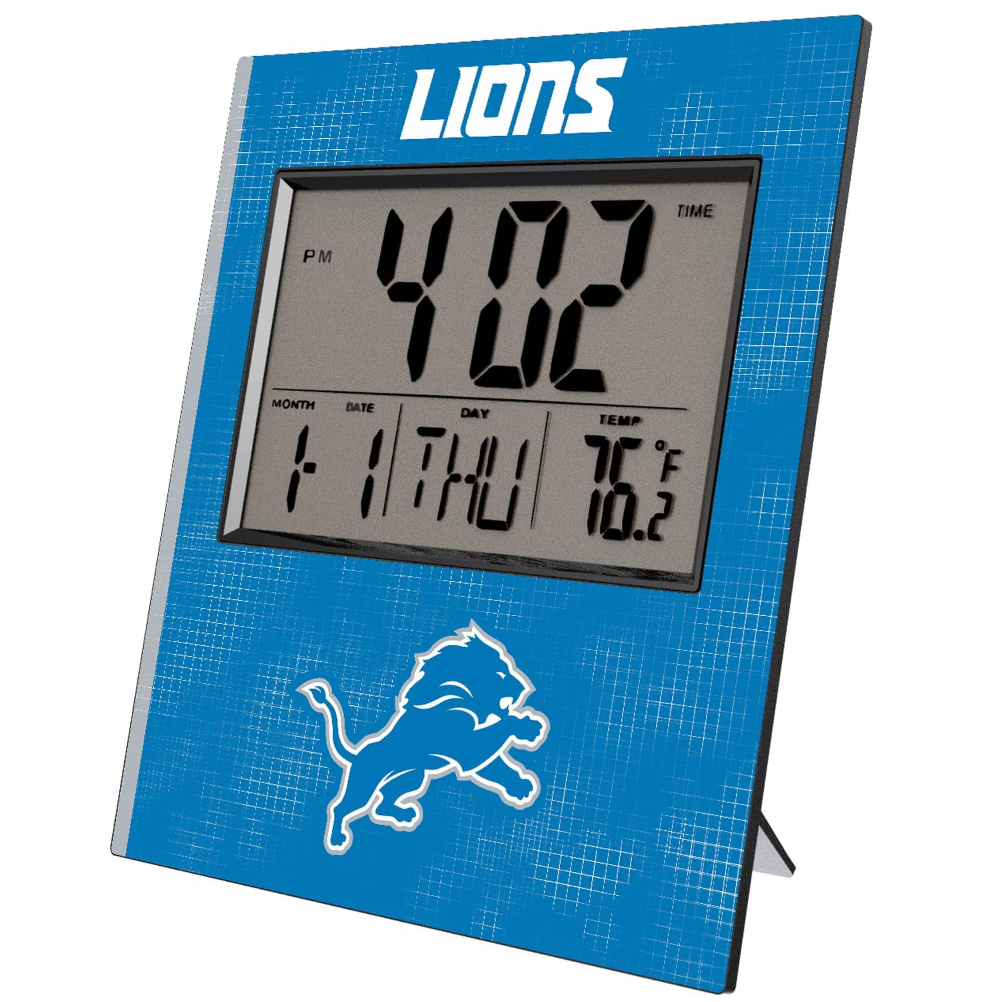 Keyscaper - Detroit Lions Cross Hatch Digital Desk Clock - Multicolor